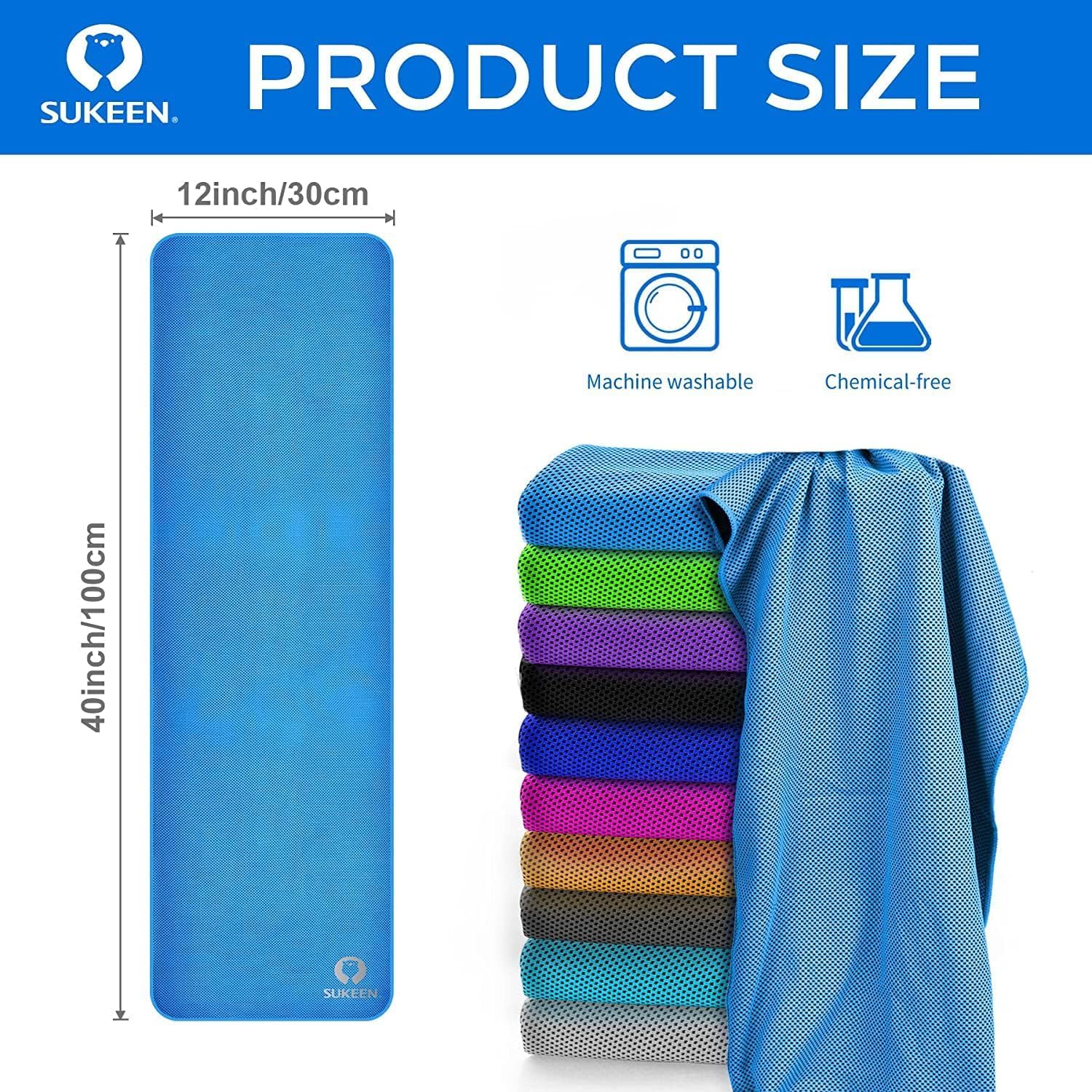 Sukeen Lot de 12 Serviettes rafraîchissantes, Serviettes rafraîchissantes, Serviettes rafraîchissantes pour Le Cou, Serviette de Sport pour Homme et Femme