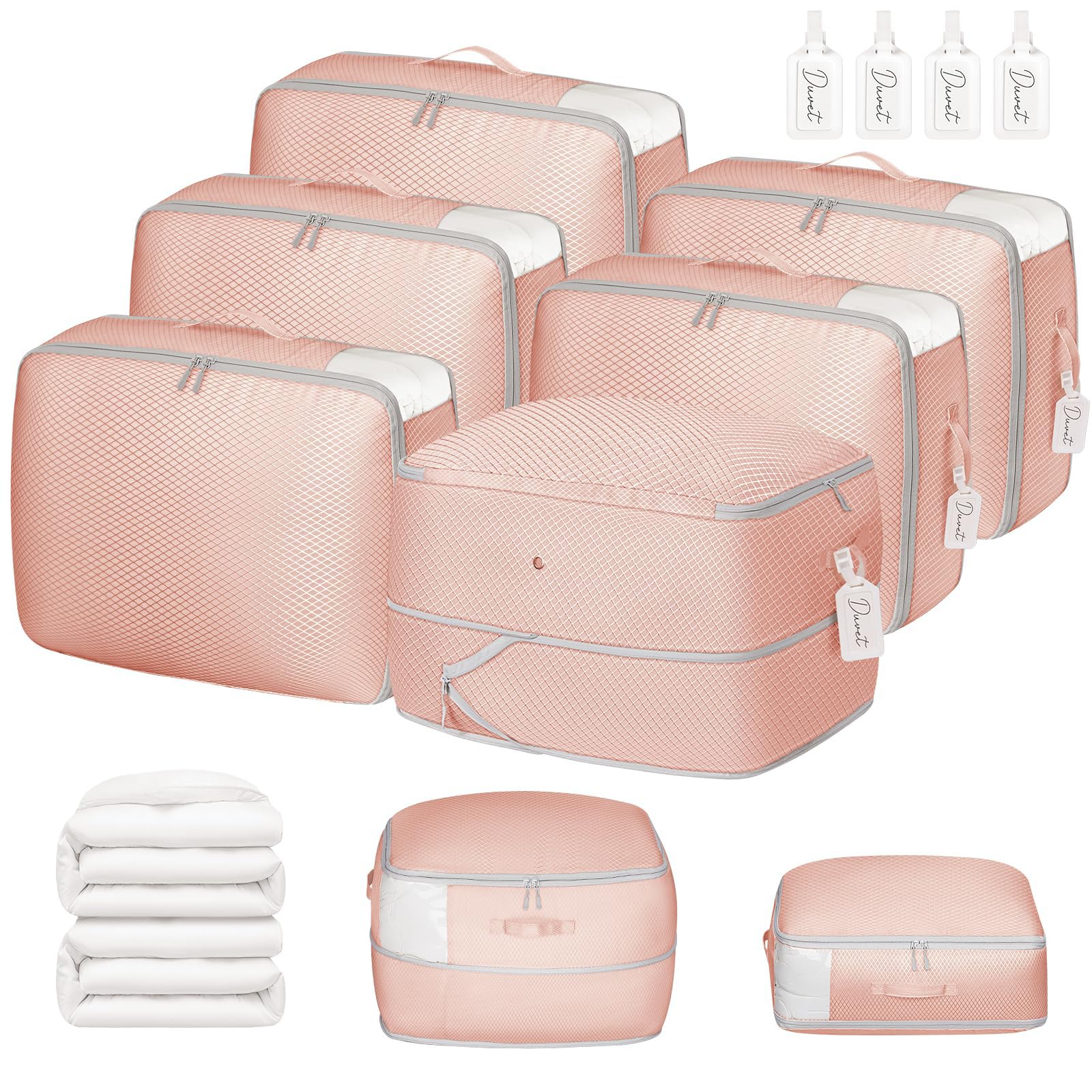 DIMJ Comforter Storage Bag 6 Pack - Blanket Storage Organizer Compression Bags, Large Capacity Ultra Space Saving Self Compression Organize for