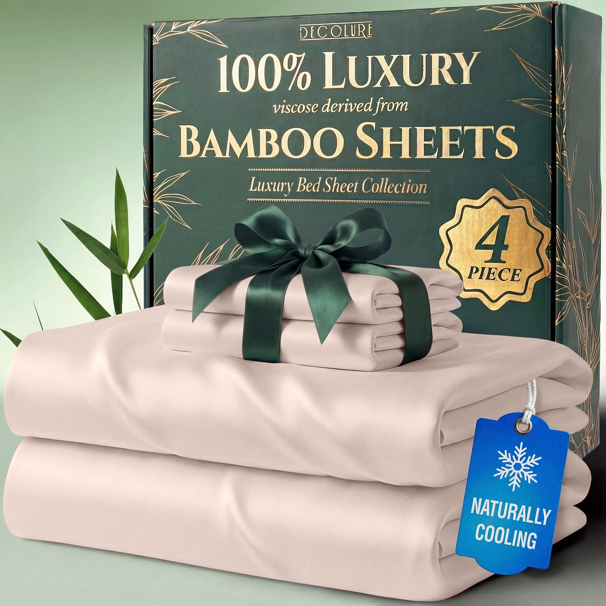 DECOLURE 100% Organic Viscose Derived from Bamboo Sheets Queen Size 6pcs - Ultra Soft & Luxuriously Cooling, 17" Deep Pocket, Double Stitching, Perfect for Hot Sleepers - Queen Bed Sheets (White) — view 36