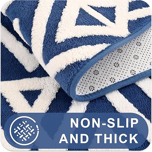 Miniatura 5 de Ompaa Alfombras ultra suaves de espuma viscoelástica para dormitorio, color azul, de 5 x 8 pies, alfombras de área con textura geométrica de felpa