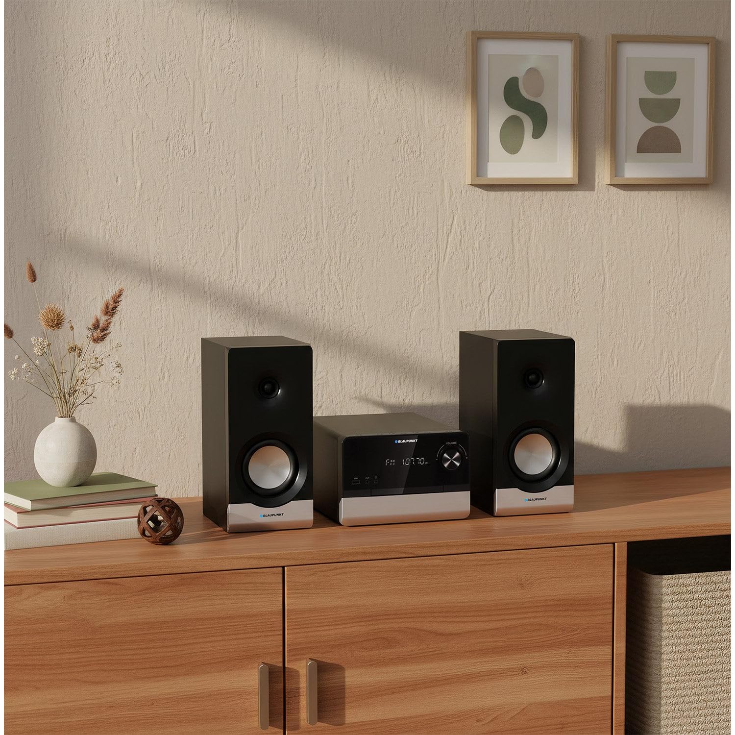 Blaupunkt MS40.2BT Micro-chaîne Stéréo 100W RMS – Bluetooth, HDMI ARC, Optique, USB, CD MP3, Radio FM RDS, Égaliseur, Affichage LED, Télécommande – Son Puissant pour TV et Musique
