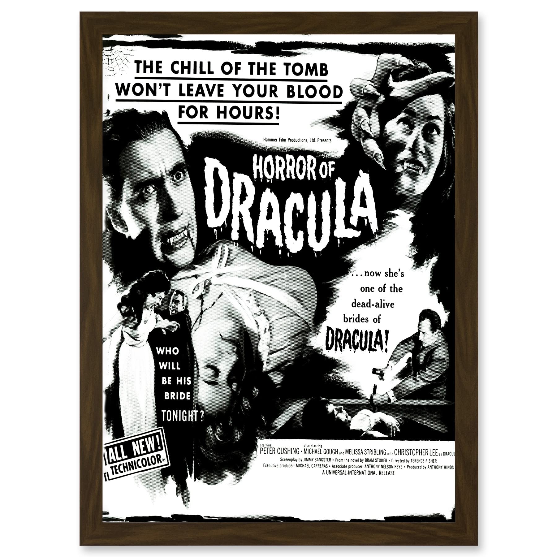Artery8 Vintage Movie Film Horror Dracula Cushing Vampire USA A4 Artwork Framed Wall Art Print