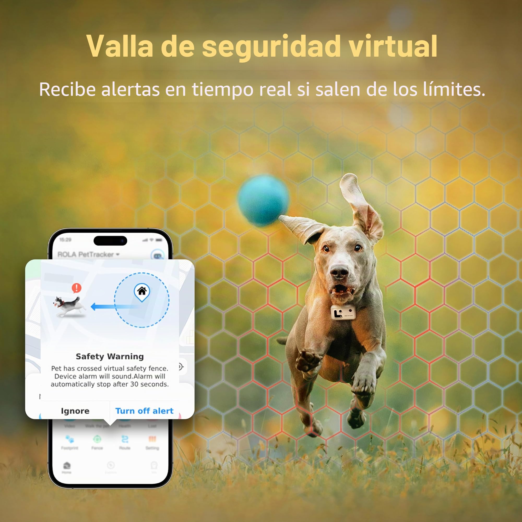 Enabot EBO ROLA PetTracker | GPS para Perros - Localizador para Perros con GPS - Rastreador de Actividad - Color Amarillo