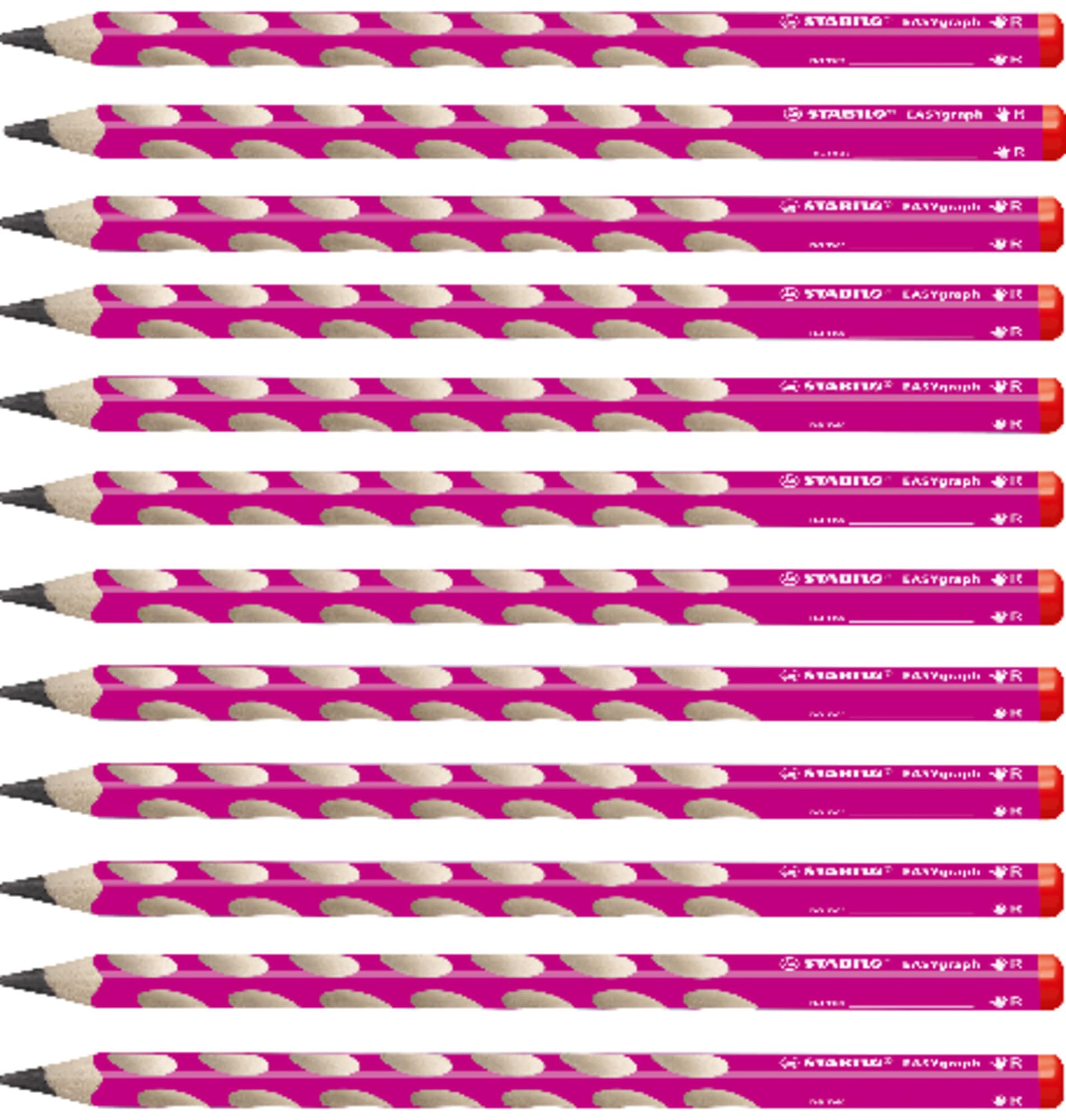 STABILO - Ergonomischer Dreikant-Bleistift für Rechtshänder - EASYgraph in pink - 12er Pack - Härtegrad B