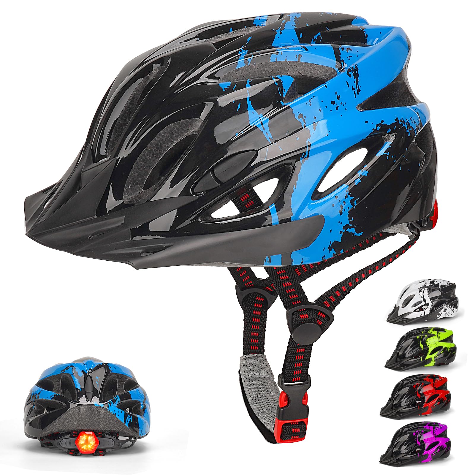 Kinderhelm, RaMokey Fahrradhelm Kinder mit Licht, Fahrradhelm für Jungen und Mädchen im Alter von 3 bis 13 Jahren, Verstellbarer Kinderhelm (50–59CM) für Fahrrad,Skaten,Radfahren