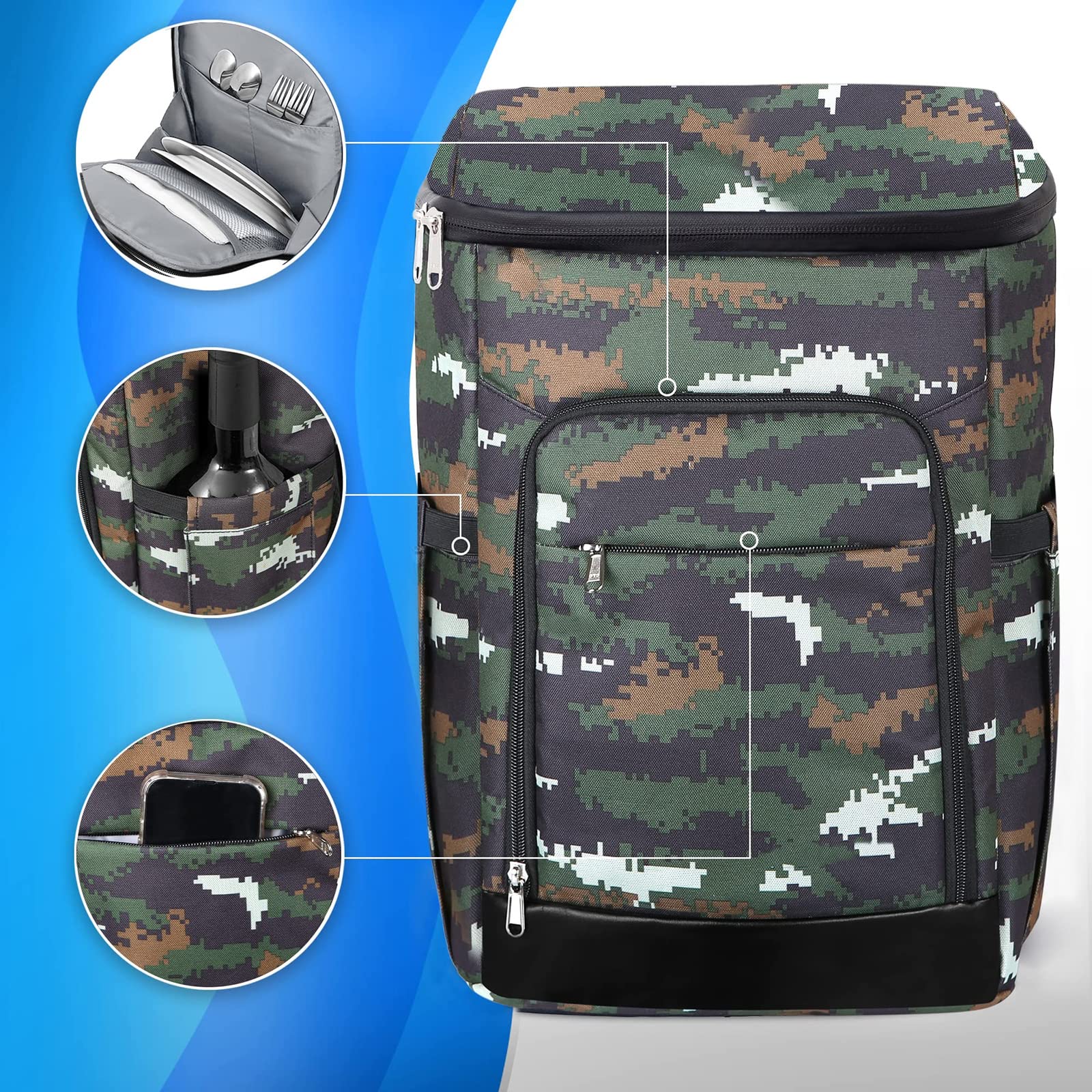 Wasserdichter Kühlrucksack Groß - Isolierter Picknick-Rucksack Für Camping, Strand & Reisen