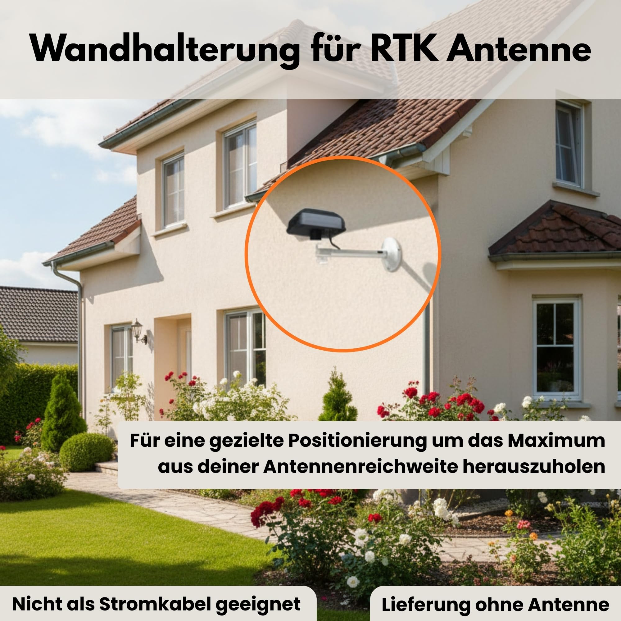 TRONICXL Uchwyt ścienny + kabel przedłużający pasujący do anteny Segway Navimow 10 m akcesoria robot koszący i105E i108E H500E-VF H800E-VF H1500E-VF H3000E-VF przedłużacz kabel antenowy RTK