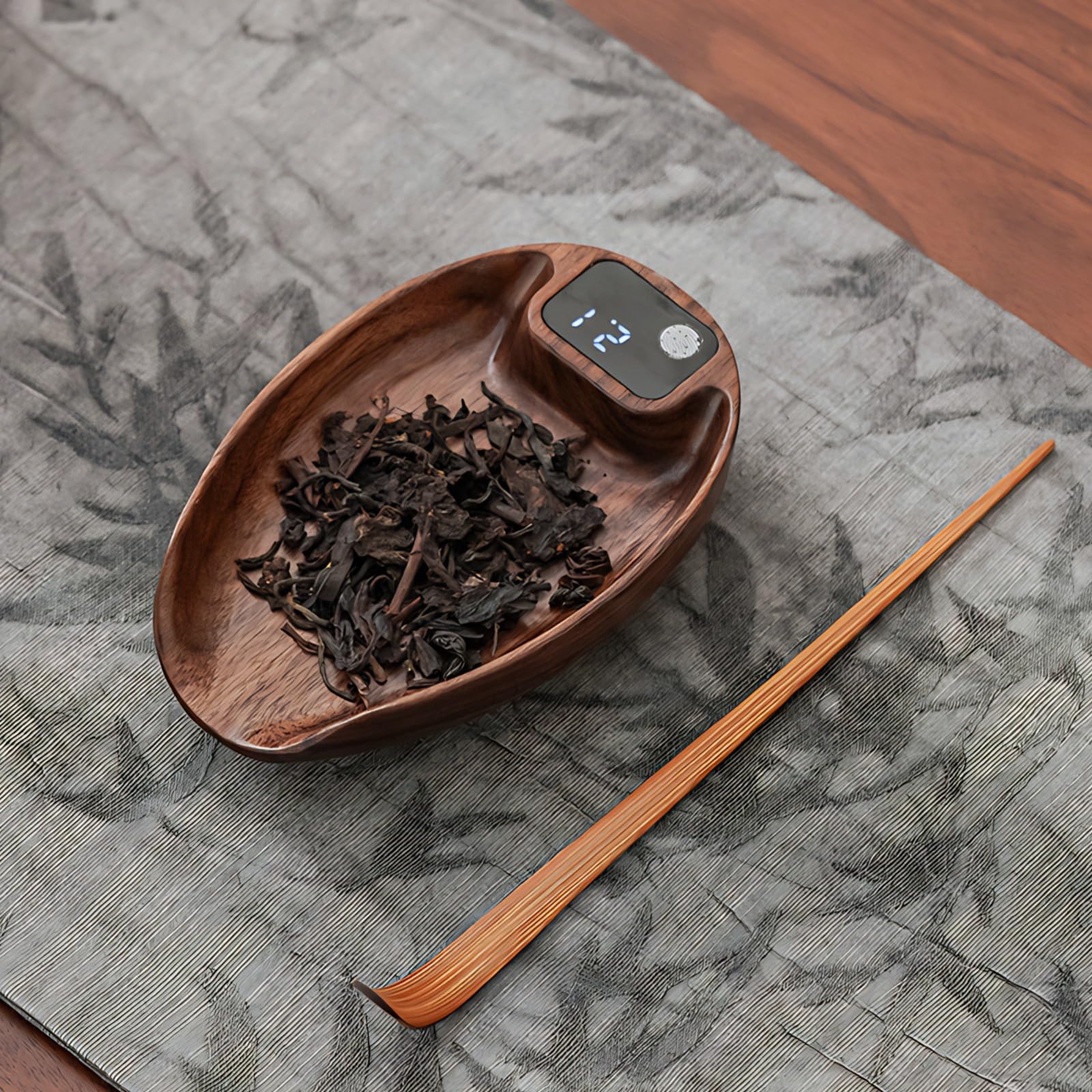 Mini-Kaffeewaage mit Timer, 200 G/0,1 G Genaue Teewaage aus Holz, Hochpräzise Wiederaufladbare Küchenwaage, Elektronische Teewaage, Digitale Gewichts-Gramm-Waage für Zuhause