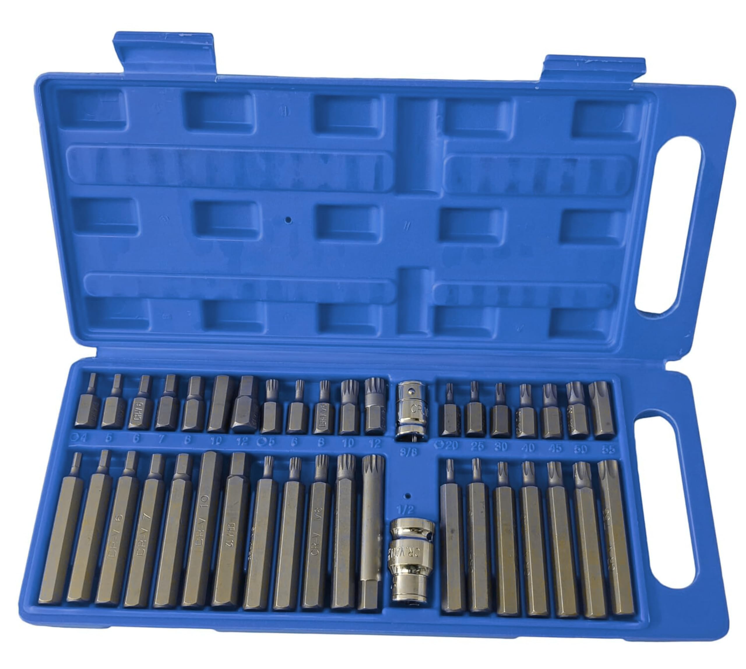 Inditrust 40pc Torx set Star Spline set Hex Allen Key Socket Bit Set 3/8 & 1/2 Drive Alan T20-t55 Socket Set (Pack of 40) (PLASTIC BOX) 2