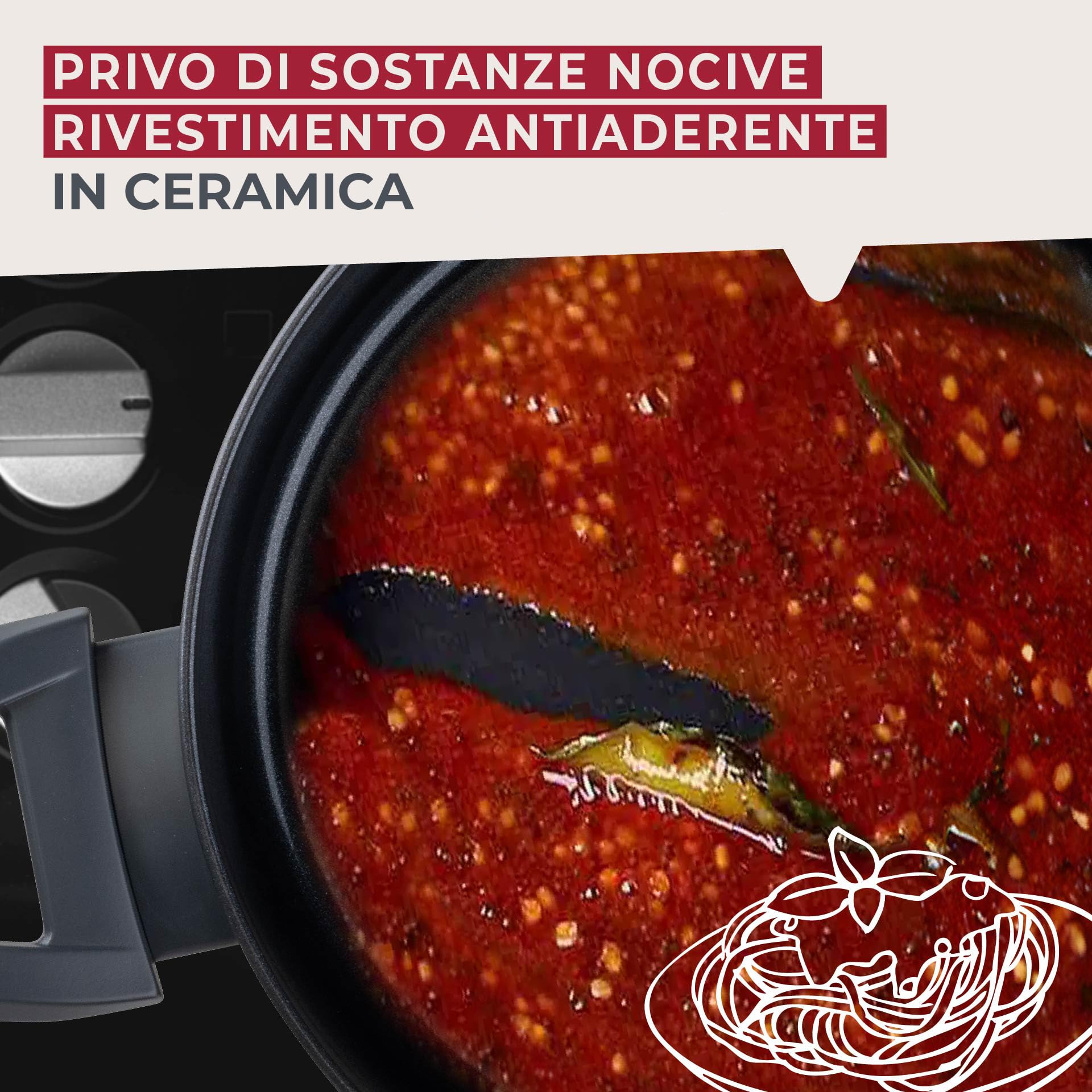Fackelmann Pentola Casseruola Statement Ø 24 cm – con rivestimento in ceramica – Alluminio riciclato con rivestimento antiaderente – senza PFAS, manico resistente al calore, per tutti i piani cottura