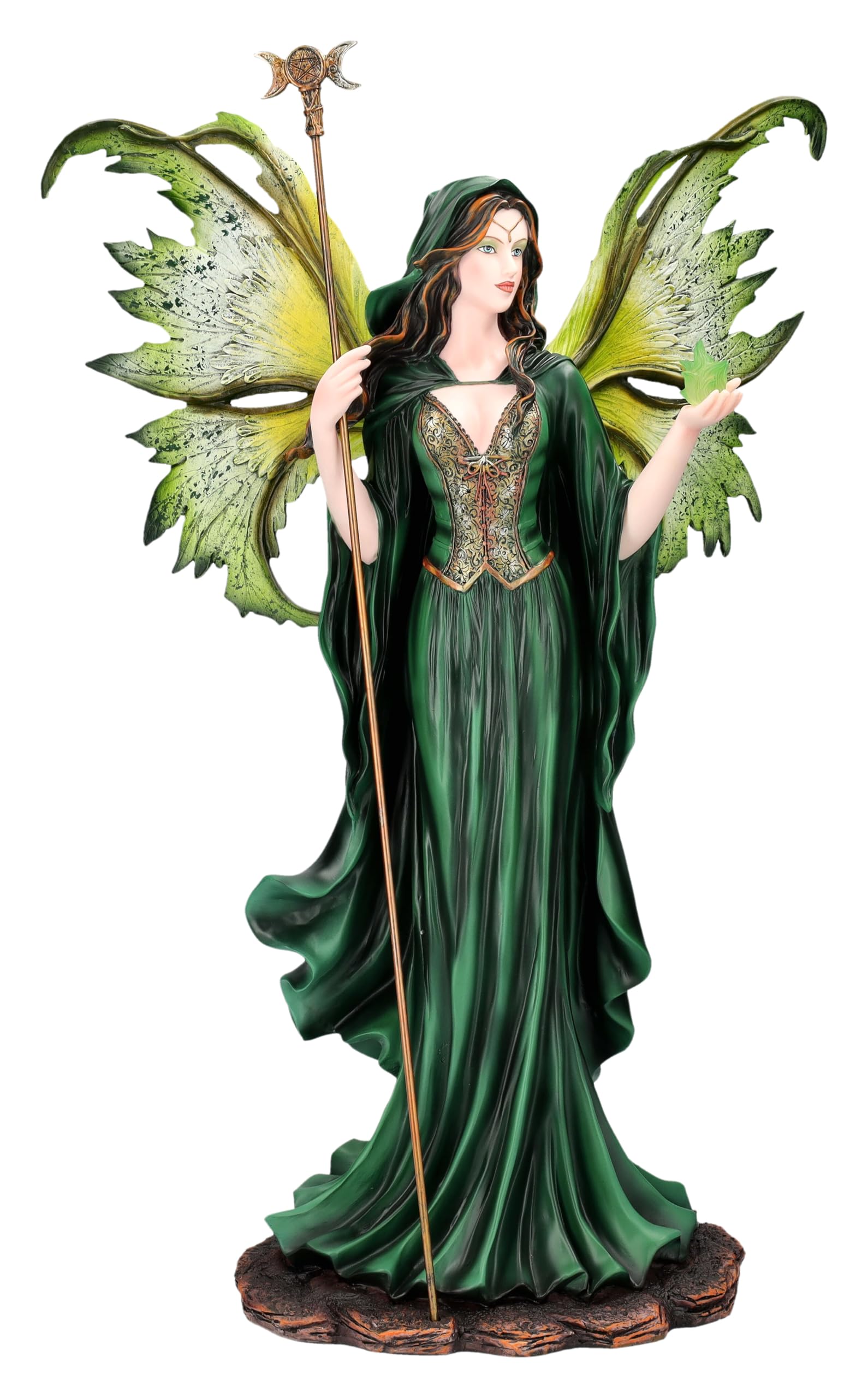 Figuren Shop GmbH Adora's - Figura di elfo mistica fatata, 59 cm, motivo: fata verde, bacchetta magica