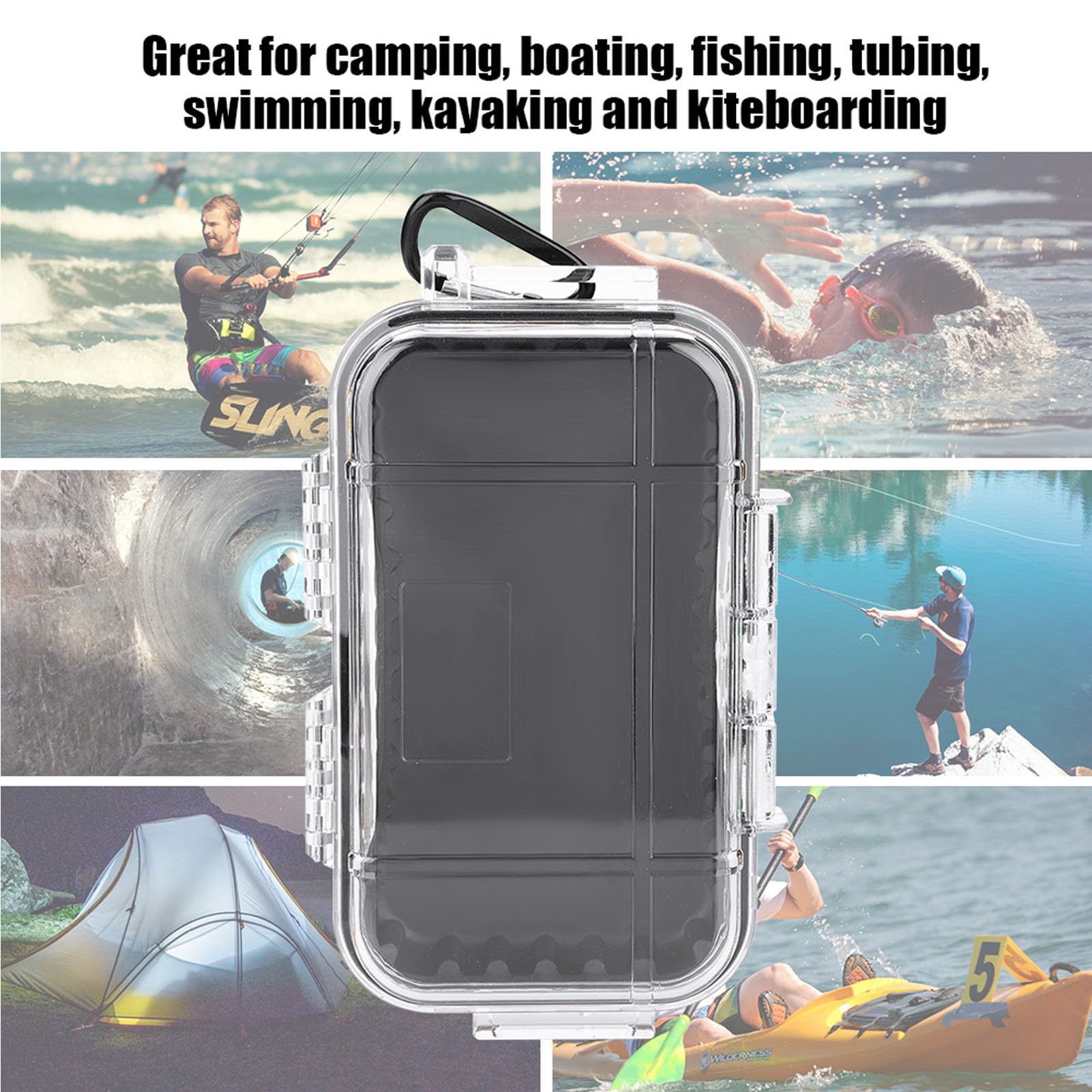 FLEXMAN Waterproof Storage Case, Lightweight Shockproof Protective Storage Box, Airtight Survival Case with Detachable Rubber Pad for EDC Tools, Phone (Transparent)