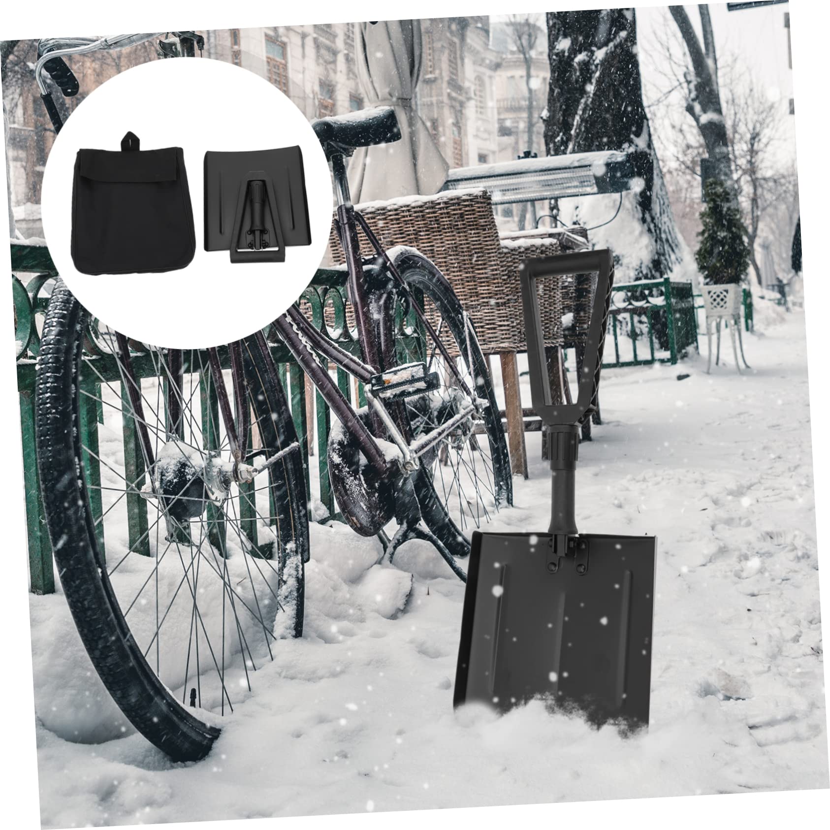 Einziehbare Schneeschaufel 1 Stück Eisen Kunststoff Schwarz | Ergonomischer Griff, Rutschfest und Stabil, für Schneereiches Wetter und Kofferraum Aufbewahrung