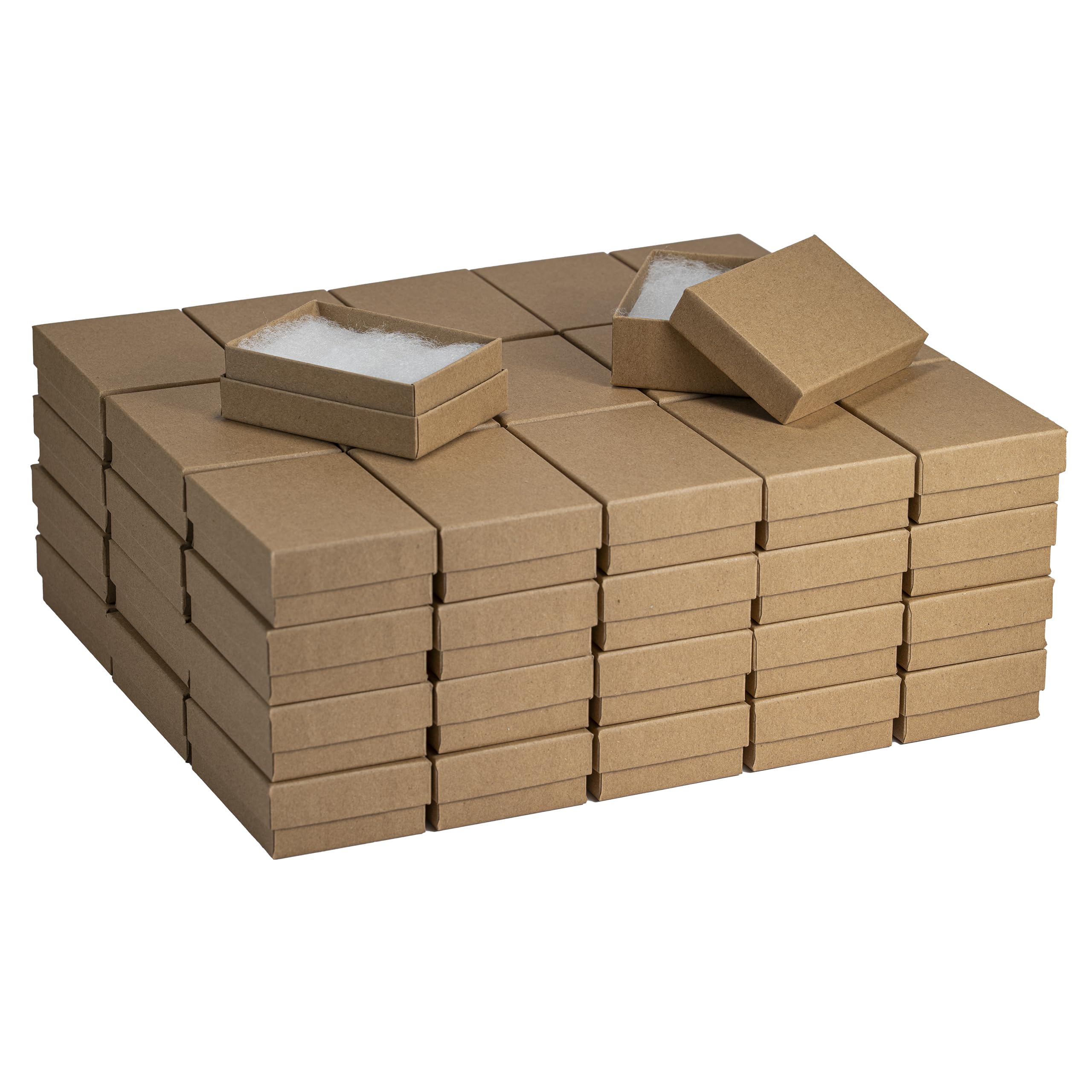JPB Recycled Kraft Cotton Filled Jewelry Boxes #32 (Case of 100) (3 1/8" x 2 1/8" x 1")