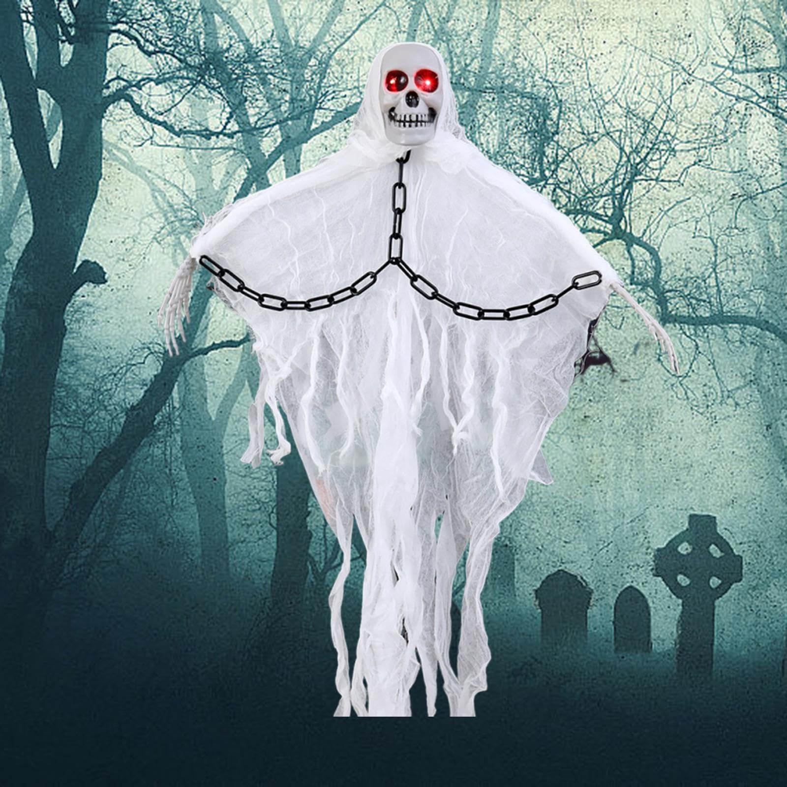 Halloween Skelett Dekoration Hängendes DIY Deko mit Realistischem Design Und Einfacher Aufhängung für Themenpartys Und Veranstaltungen, Weiß