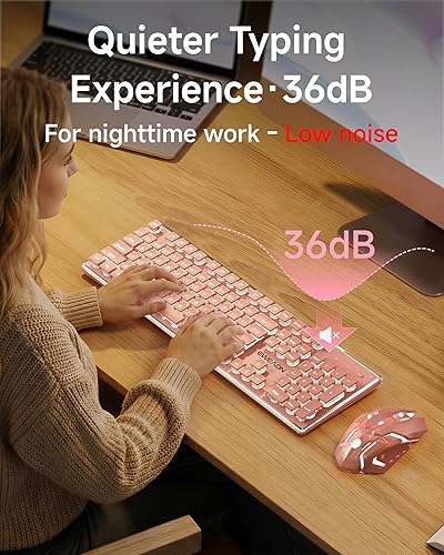 Miniatura 8 de V3 - Teclado y mouse inalámbricos con retroiluminación única, panel de metal, Bluetooth2.4G recargable, teclado y mouse combinados, silencioso,