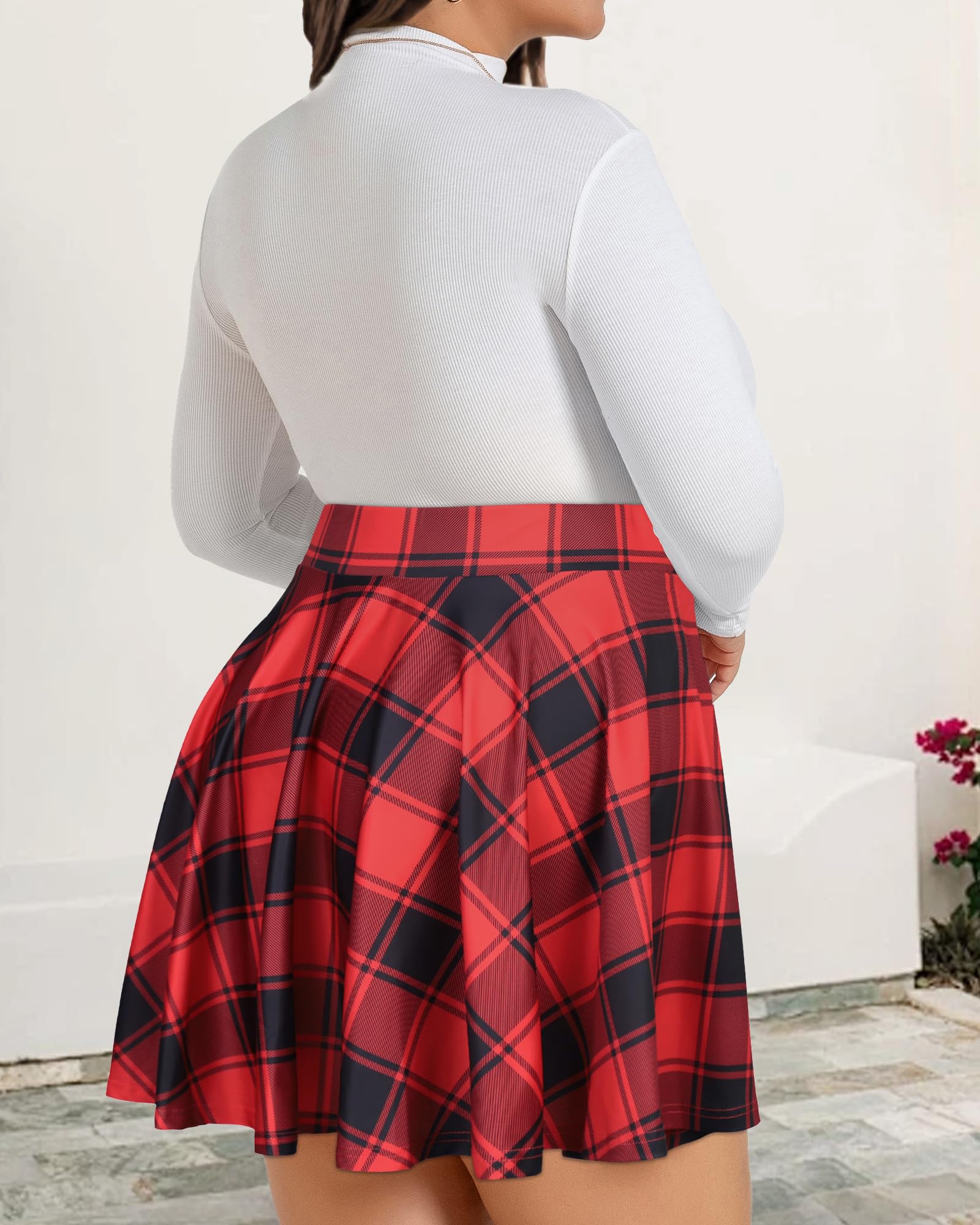 JOELLYUS Plus Size Skirts for Women Summer Pleated Mini Skirt Casual Flowy High Waisted Womens Short Skirts