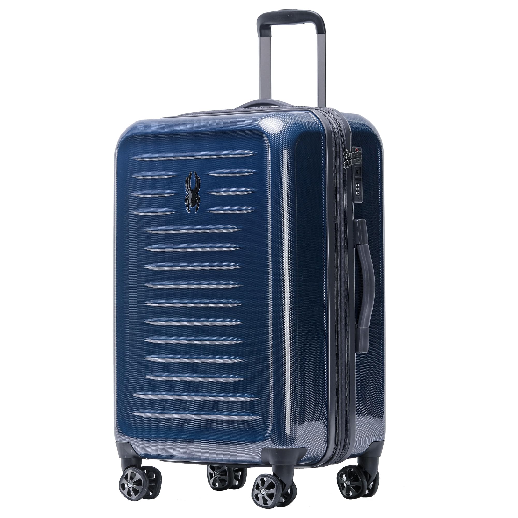 Spyder Rails Expandable Hardside Upright Suitcase with 360° Spinner Wheels, TSA Approved Lock (Navy, Medium Checked)