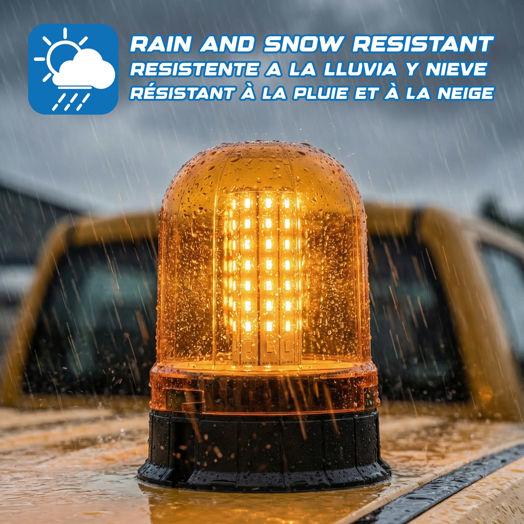 Ryme Automotive - Rotativo Emergenza Auto Ambra 12V./24V LED SMD Alta Potenza Collegamento Accendino veicolo, Segnalazione Guasto, Trattore, Gru, Veicoli Agricoli