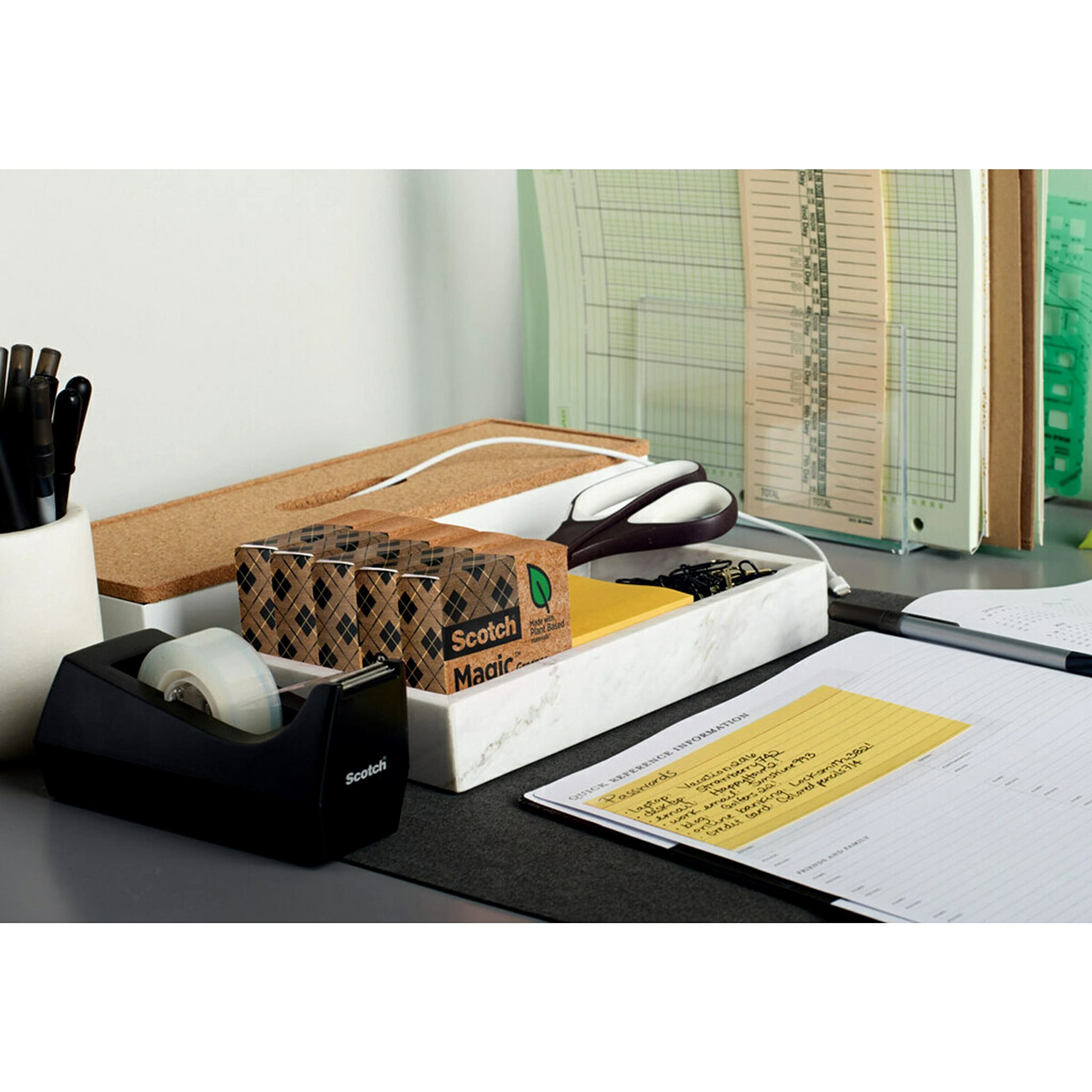 Scotch Magic Greener Klebeband mit C38 Tischabroller, Standardbreite, entwickelt für Reparaturen, das Original, 1,9 x 2244 cm, in Box, 6 Rollen, 1 Spender (812-6PC38)