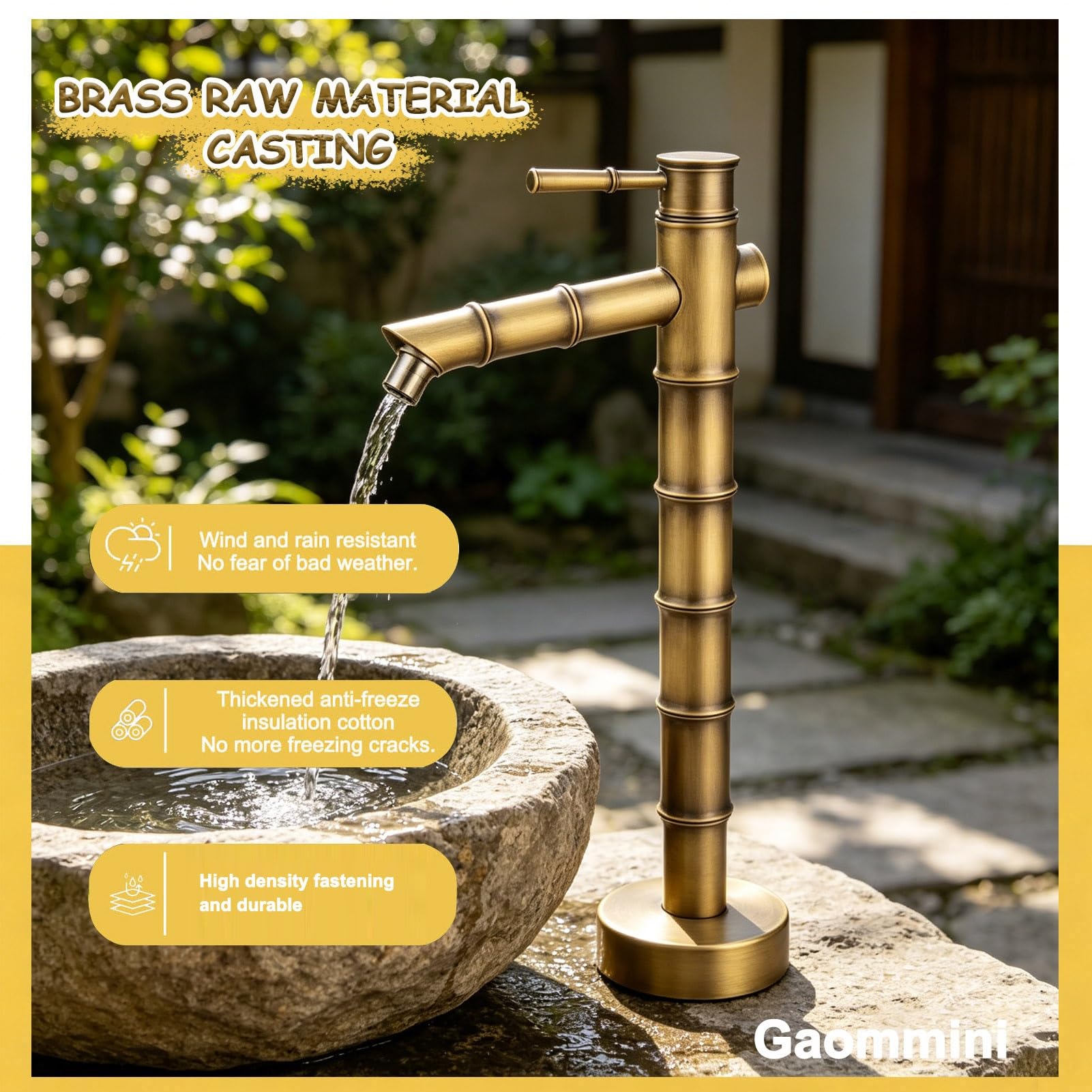 Grifo de columna de jardín de cobre, grifo resistente a las heladas, hidrante vertical independiente con soporte para manguera, dispensador exterior para jardín y patio trasero