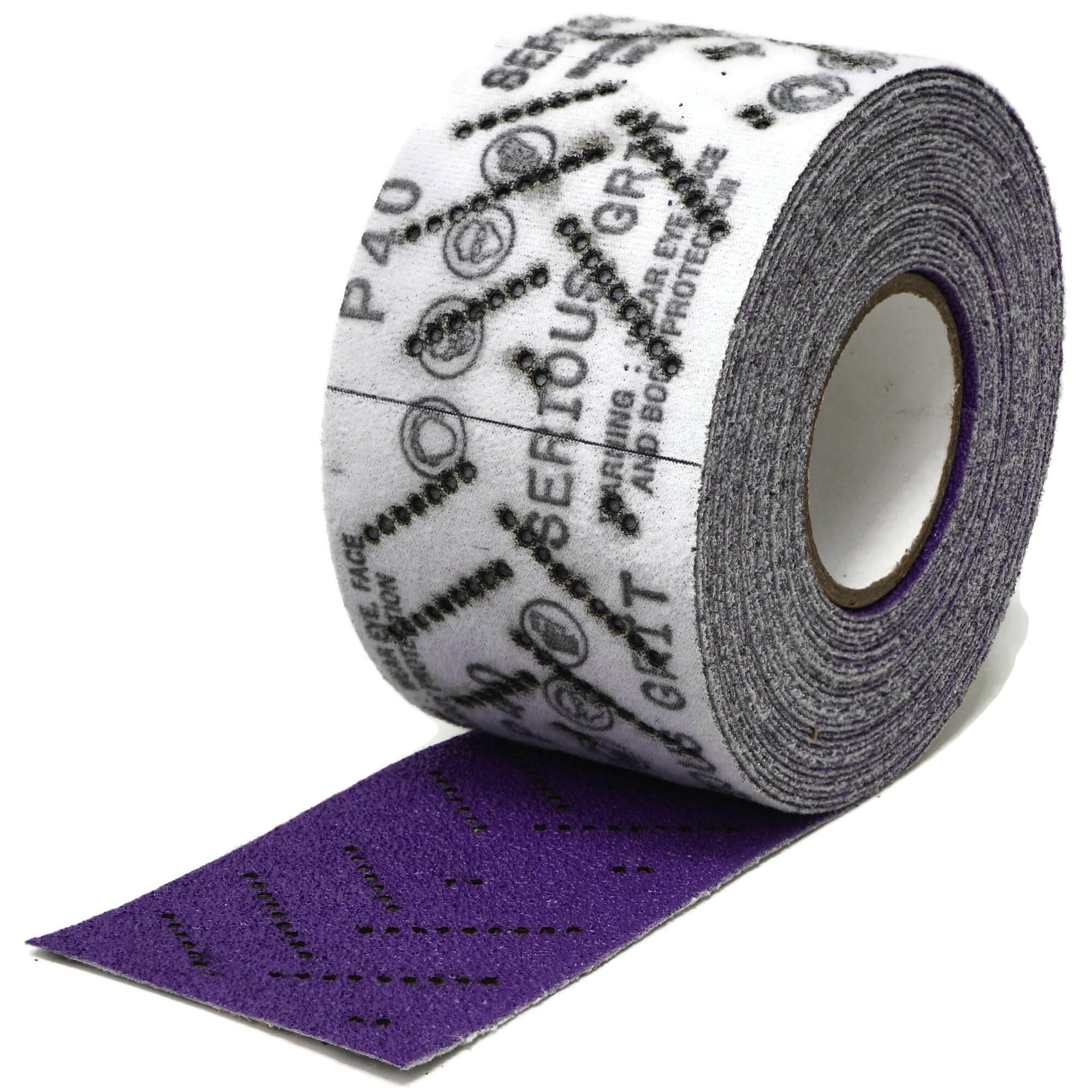 Serious Grit 40 Grit Hook & Loop Ceramic Sandpaper Roll - 70mm x 8m Multi-Hole Dustless Abrasive Roll for Automotive, Wood, and Metal Sanding - Ideal