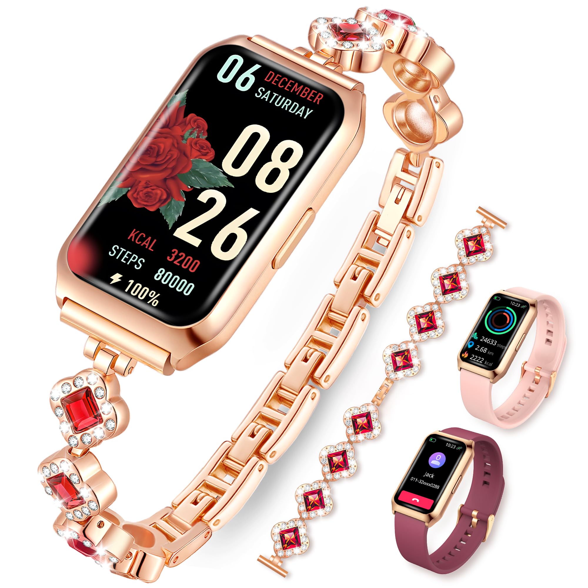Resoponda Reloj Inteligente Mujer con Whatsapp Notificación, Fitness Tracker Monitor de sueño frecuencia cardíaca SpO2, Smartwatch Mujer con Batería de Larga duración para Android/iOS