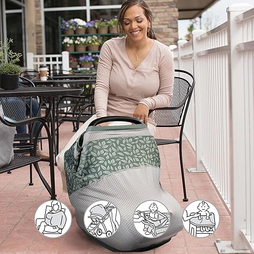 Miniatura 3 de Boppy 4 y más fundas multiusos, hojas verdes, secado rápido UPF 50+ tejido y malla transpirable, versátil para toldo de asiento de automóvil,