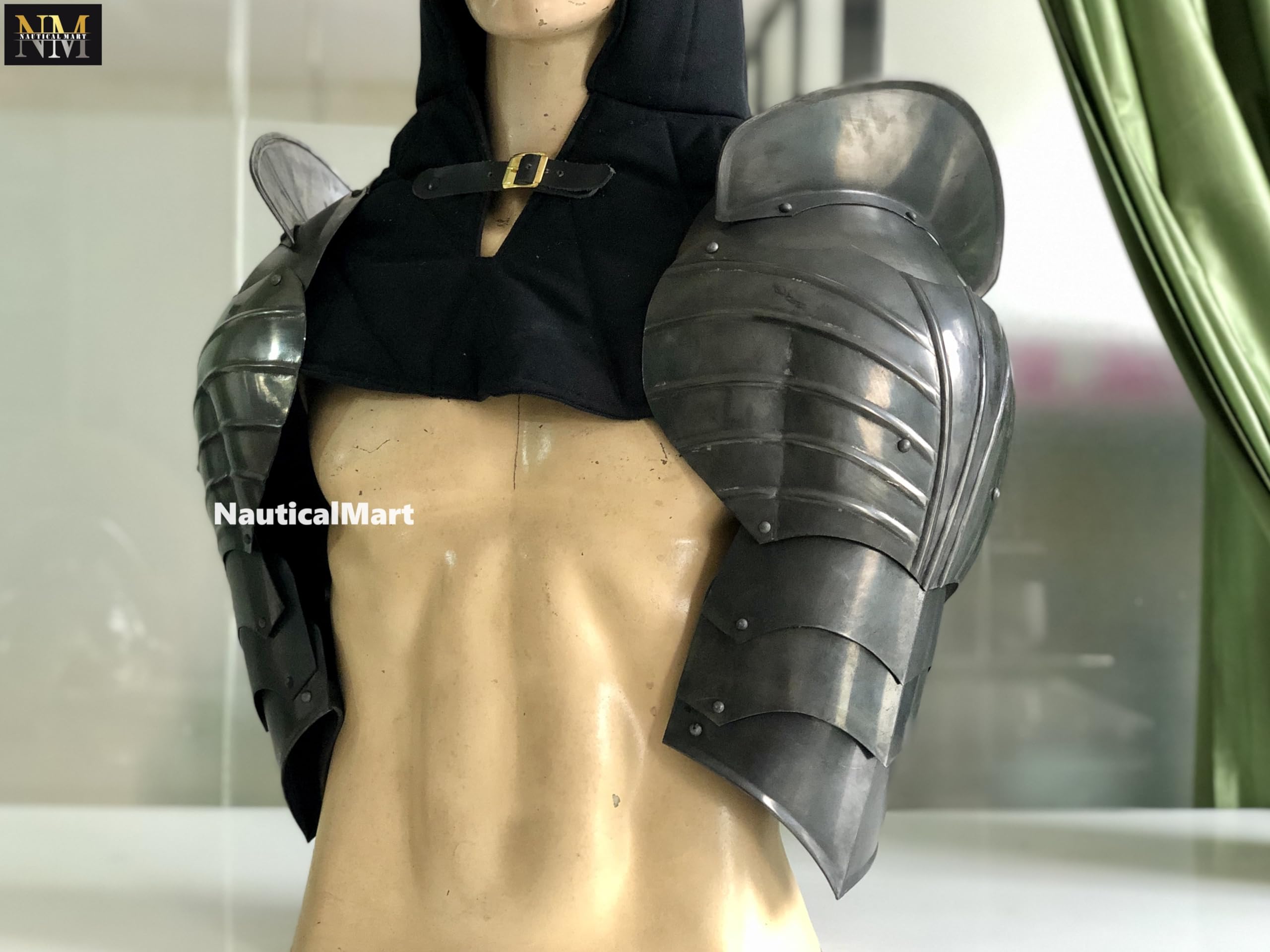 NauticalMart Reenactment Gothic Style Fluted Shoulder Armor Pauldrons Costume (Antique)
