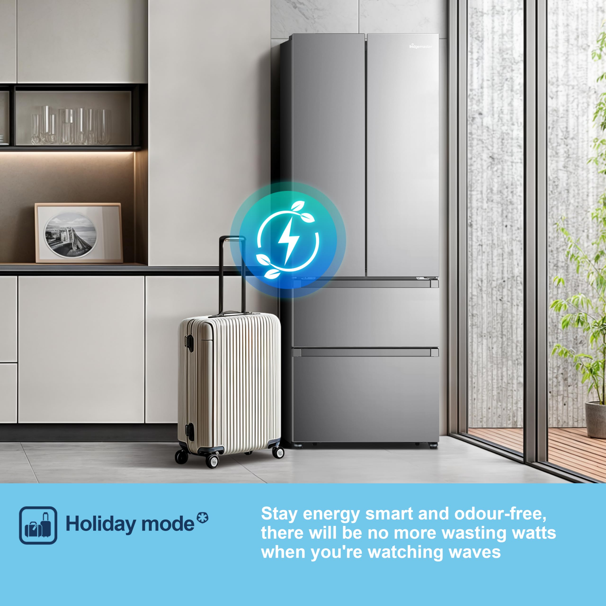 Fridgemaster MF70450ES French Door Fridge Freezer 485L, Total No Frost, Silver, 69.4D x 70.4W x 200H cm, E Rated — view 15