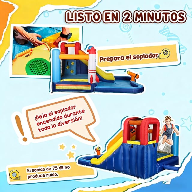 Foto 6 de 8 de AIYAPLAY Castillo Hinchable Acuático con Soplador 5 en 1 360x250x195cm