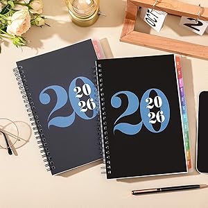 2026 Planner - Planner 2026, January 2026 - December 2026, 6.4" x 8.5", 2026 planner Weekly and Monthly with PP Cover and Colorful Tabs - Black
