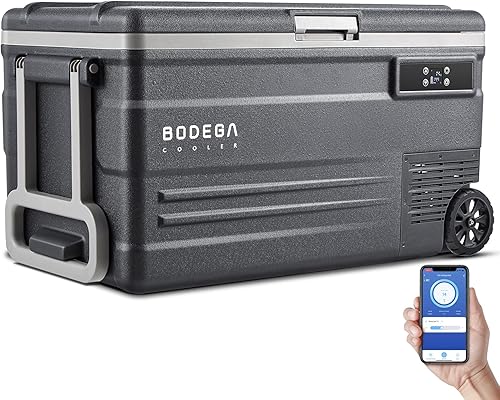 BODEGA COOLER Refrigerador de automóvil de 12 voltios, refrigerador de automóvil de una sola zona, congelador portátil RV con control de aplicación