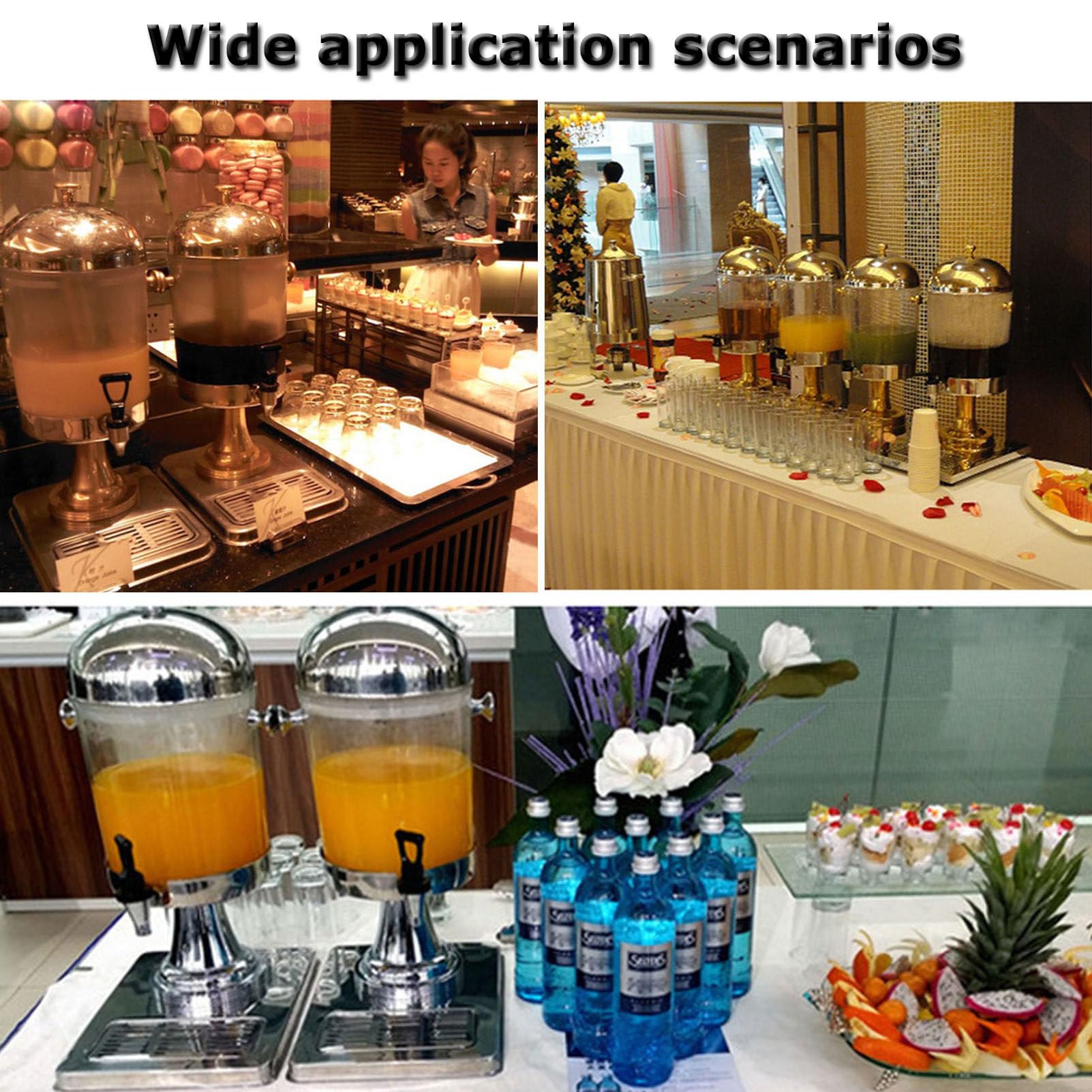 Dispenser per succhi di frutta, in acciaio inox, per bevande calde e fredde, con vetro trasparente, per uso commerciale, ideale per colazioni, buffet e alberghi