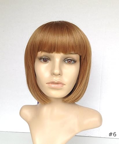 SHOWTIME Peluca estilo Bob, castaño medio, sexy, ignífuga, de fibra de cabello para uso regular o cosplay (2 gorras de peluca incluidas)