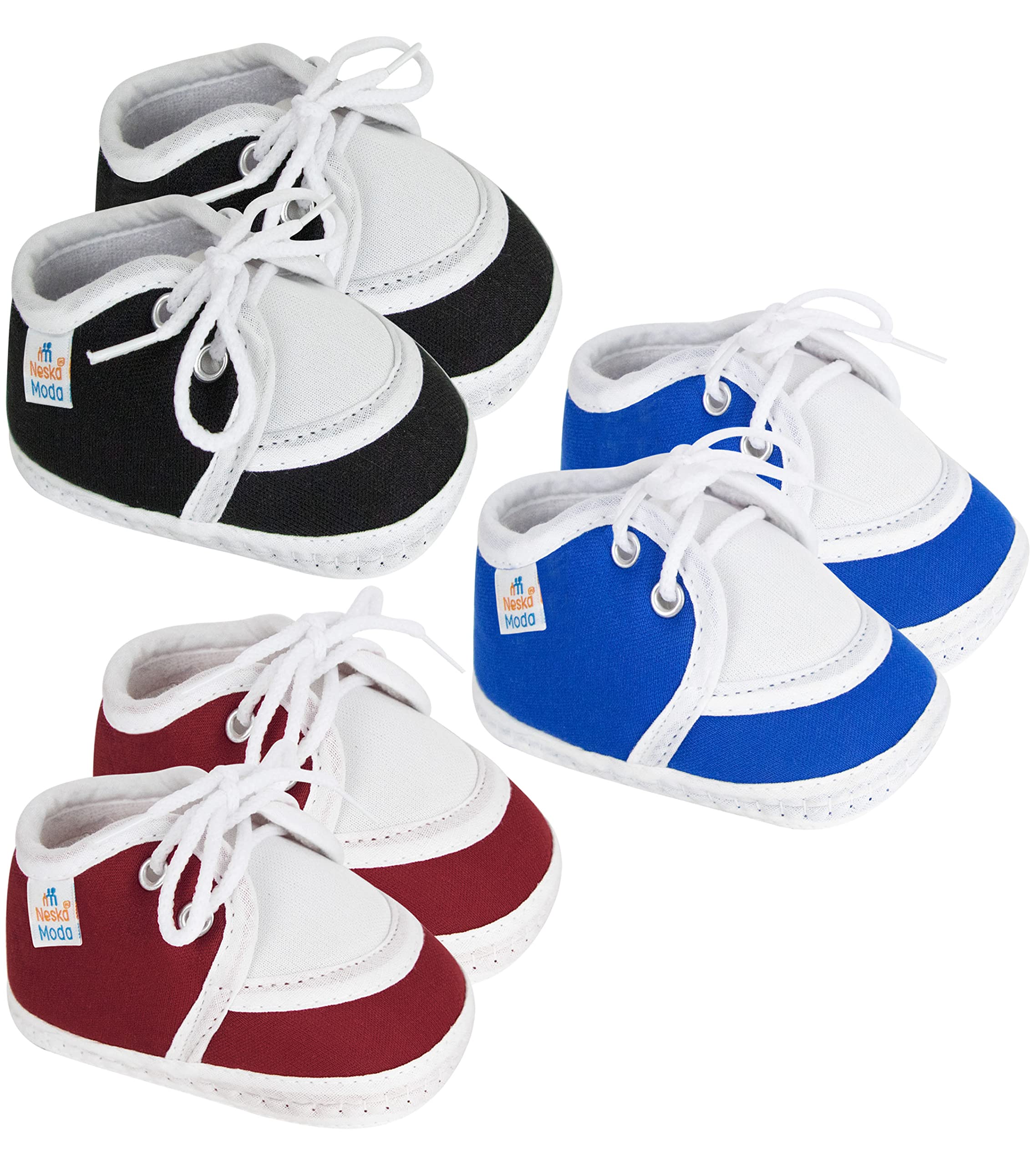 neska moda 6 To 12 Months Baby Boys & Girls Pack of 3 Pair Cotton Lace Baby Booties-picture-9