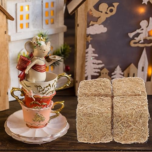 Miniatura 4 de STOBOK 4 piezas de mini balas de heno en miniatura estilo otoñal, pequeño pajar decorativo apilable para manualidades, casa de muñecas, granja,