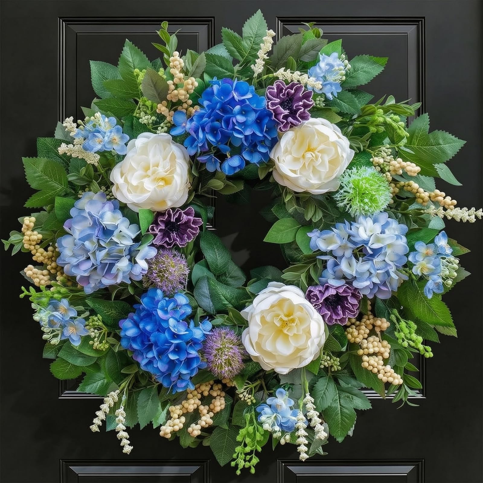 Ghirlanda Floreale Artificiale Ghirlanda Decorativa Corona Fiori Ghirlanda Verde in Tessuto con Foliage E Fiori Misti per Effetto Naturale Adatta per, style to 2