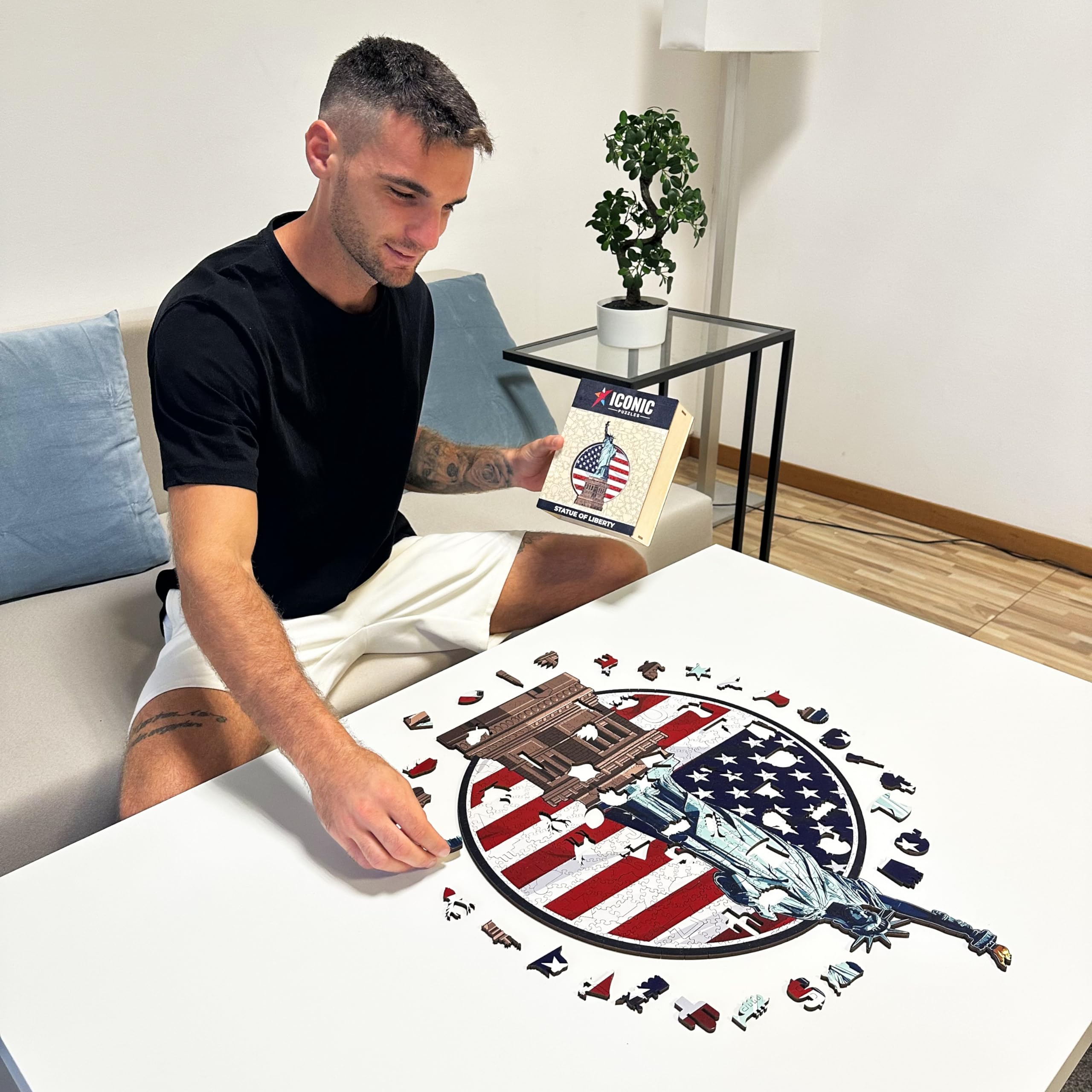 Iconic Puzzles - Statue de la Liberté, Monuments emblématiques, Puzzle en Bois 100% éco-Durable, Cadeau pour Adultes et Enfants, Taille L, 270 pièces