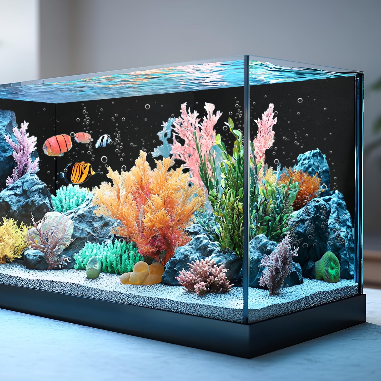 Adesivo Statico Sfondo Acquario 40x400 cm Pellicola per Parete Posteriore dell' Acquario Nera con Adesivo Pellicola Autoadesiva per Acquario Pellicola di Sfondo Acquari per Terrari(Nero)
