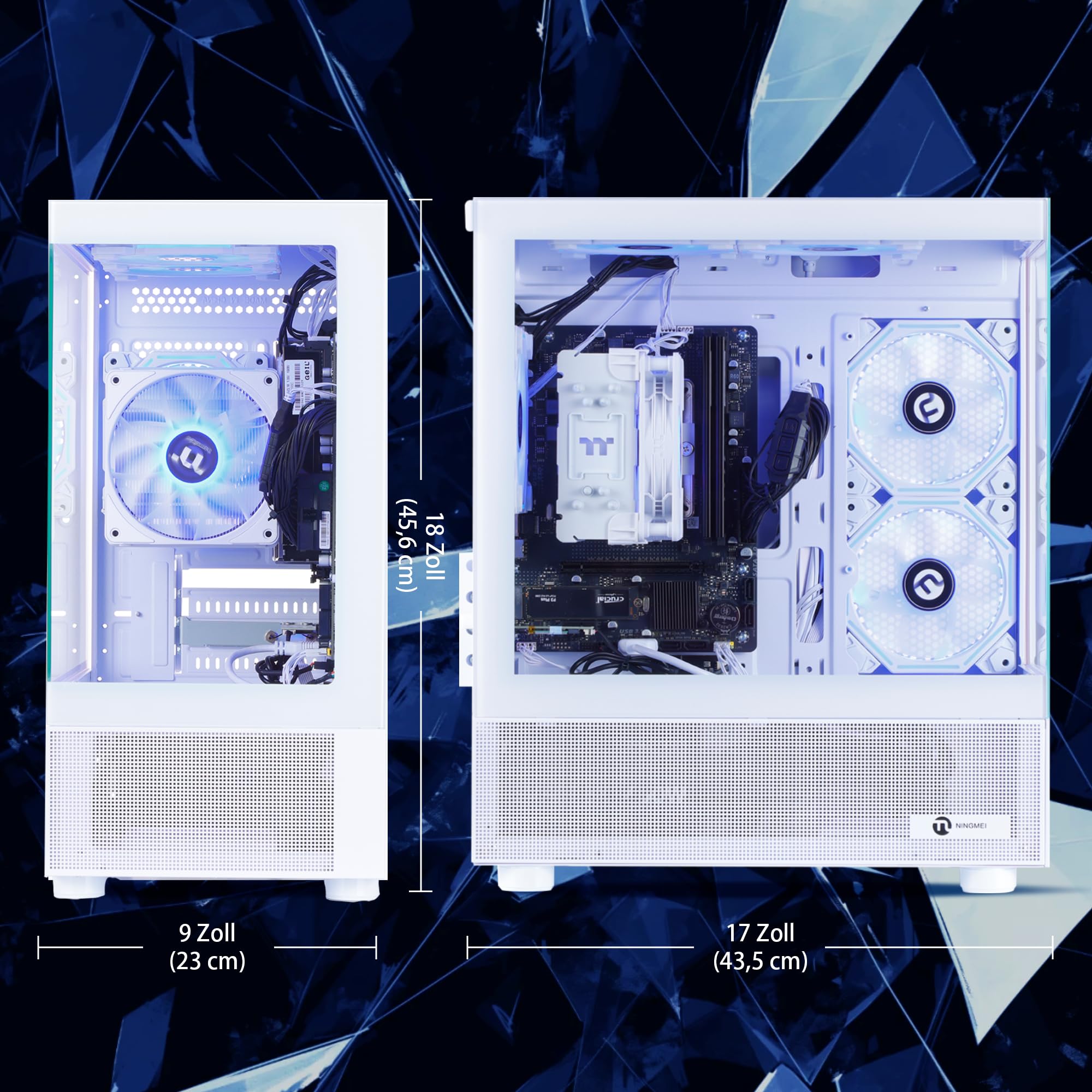 NINGMEI Leistungsstarker Gaming- & Produktivitäts-Desktop-PC mit AMD Ryzen 7 5700G, 16 GB DDR4-RAM, 1 TB NVMe-SSD, Windows 11 Home, Fertiger Tower für Gaming, Streaming und kreative Arbeiten