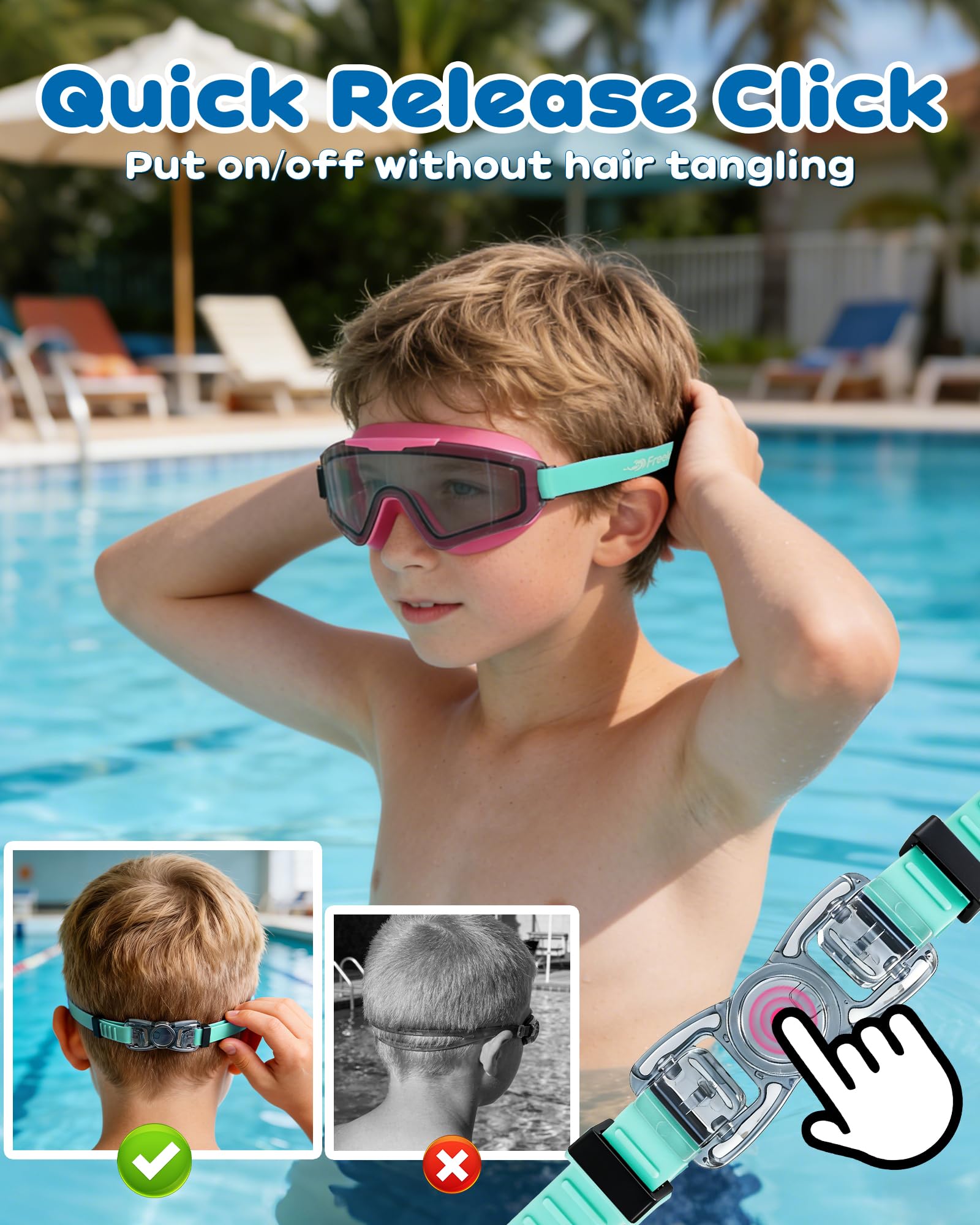 Freela Kinder-Schwimmbrille für Kinder von 8–16, Anti-Beschlag, UV-Schutz, extra Silikonschicht, Schwimmbrille für Jugendliche, Jungen, Mädchen, 2 Stück