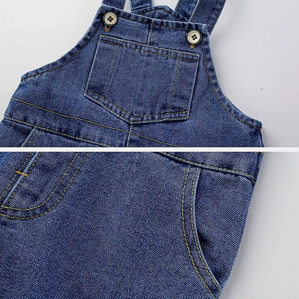 Salopette di Jeans Blu da Neonata Bambina Jeans Tuta Salopette alla Moda Senza Maniche, Ragazza Denim Jeans Pantaloni Unisex Ragazzo Regolabile Salopette in Denim 0-10 Anni