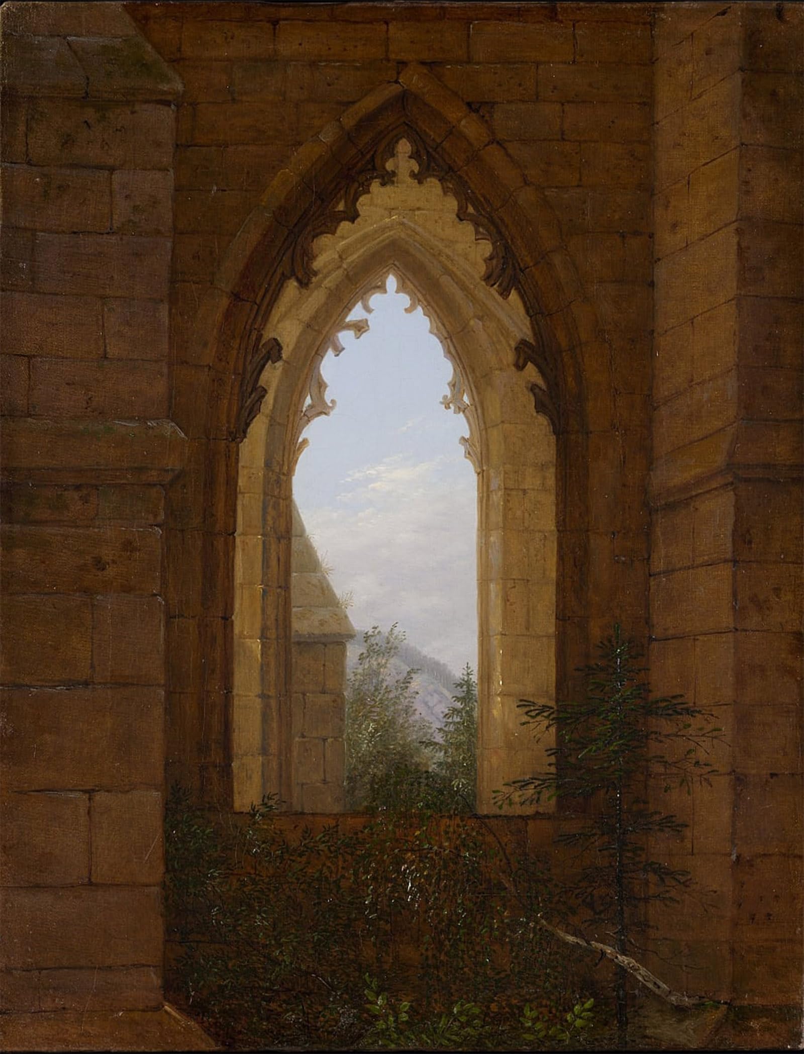 Artxlxxbn No Frame Famous Painting Art Wall Decor Abstract Art Picture Gothic Window In The Ruins Of The Oybin Monastery By Carl Gustav Carus Animal Pictures For Home Decor 60X90cm