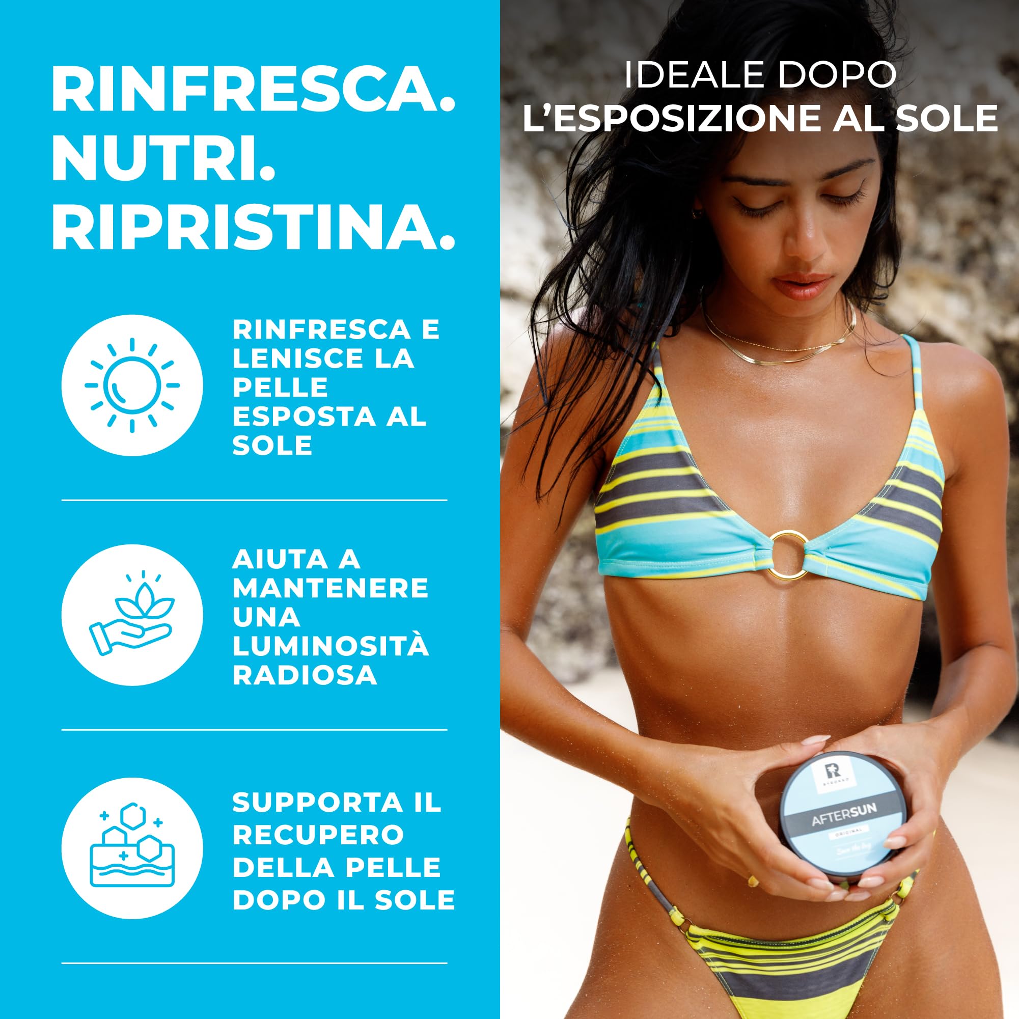BYROKKO Crema doposole, lozione abbronzante naturale con mentolo, burro di mango e vitamina E, raffredda, idrata e nutre la pelle esposta al sole, vegana, senza parabeni, conservante per abbronzatura