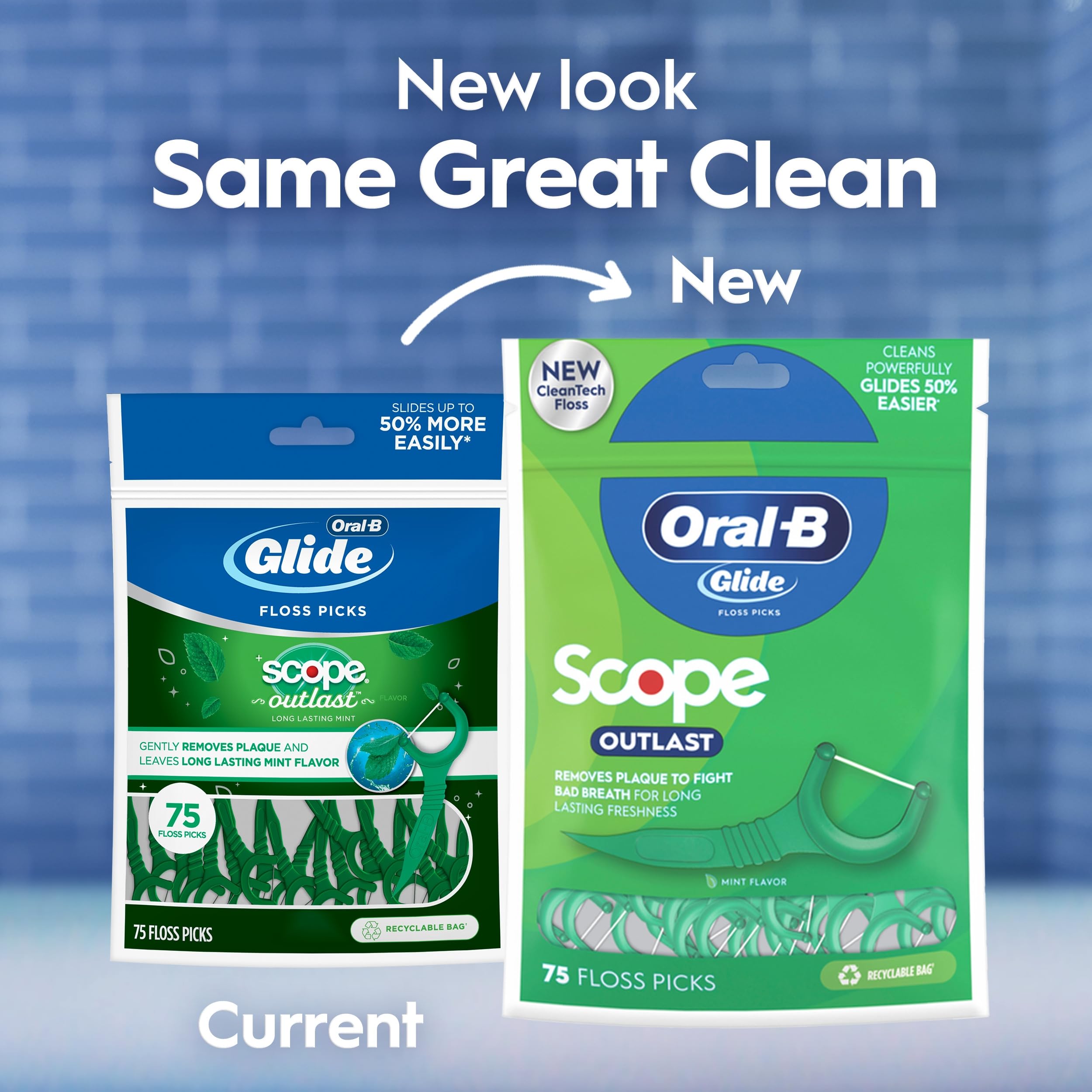 Oral-B Komple Glide Floss Penaları, Scope Outlast, 75 ct