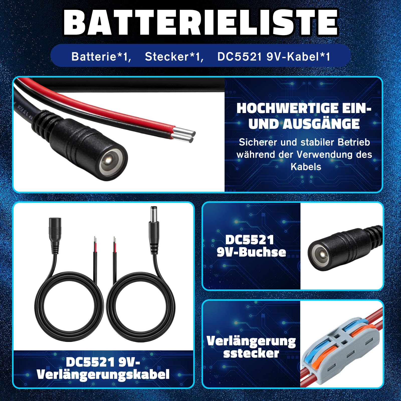 12.6V 3000mAh Lithium-ionen Akku, Wiederaufladbarer Akku mit Ladegerät und 2 Verbindungskabeln für Solar Panel, Radio, Kameras, Camcorder, DIY Leselampe, Teleskop, Sonar