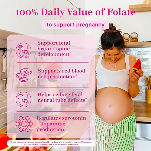 Miniatura 3 de Pink Stork Folato Folato de metilo - Ácido MTHFR forma natural de ácido fólico para el embarazo formulado para mamá  bebé propiedad de mujeres 60