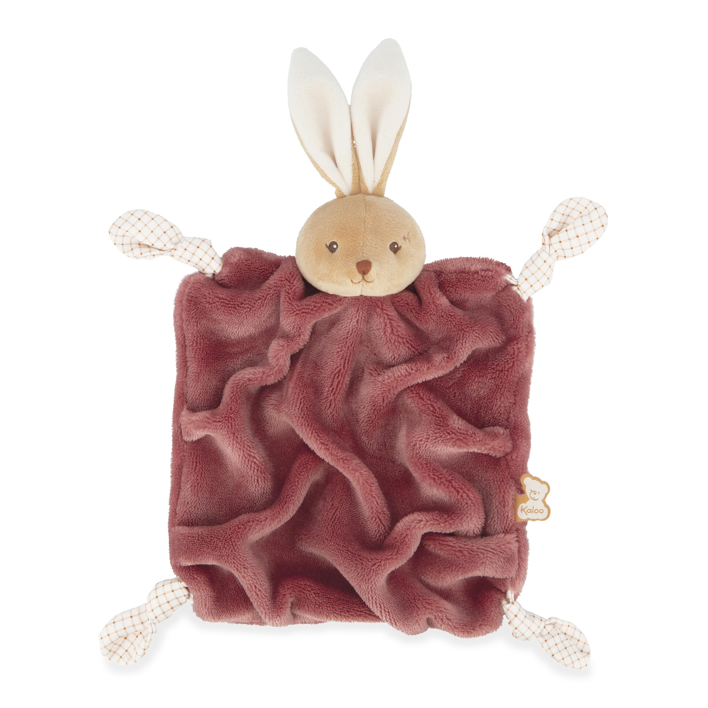 Kaloo, Soft toy Lapin Bordeaux 24cm, Ultra-Soft Flat Baby Doudou, Extra Soft Flannel Fur, Knots with Pacifier Attachment - Image 2