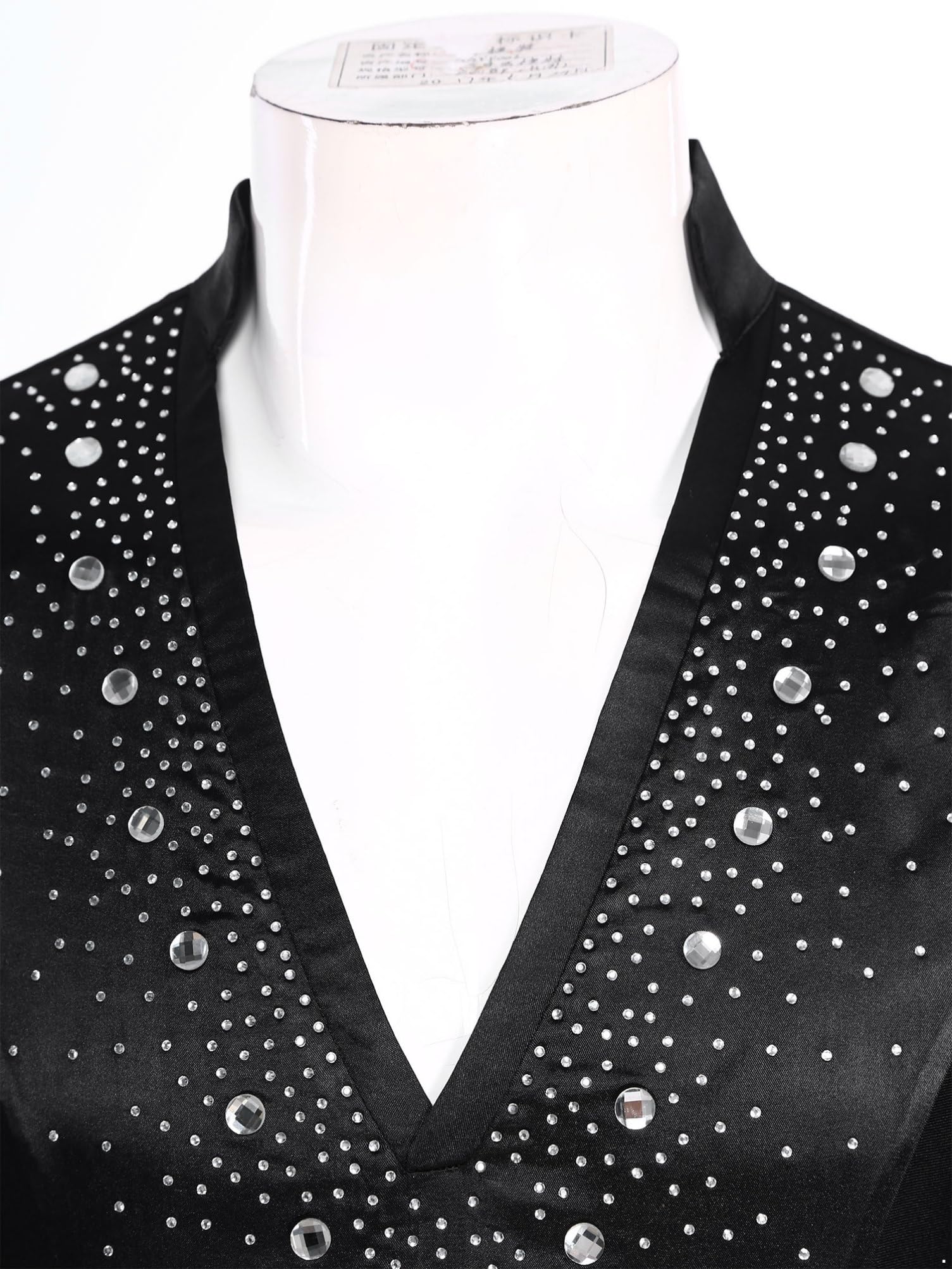 Aislor Leotardo Brillantes Para Hombre Con Cuello En V Body De Satén Manga Larga Maillot Para Danza Latina Patinaje Artístico Traje Bailarina
